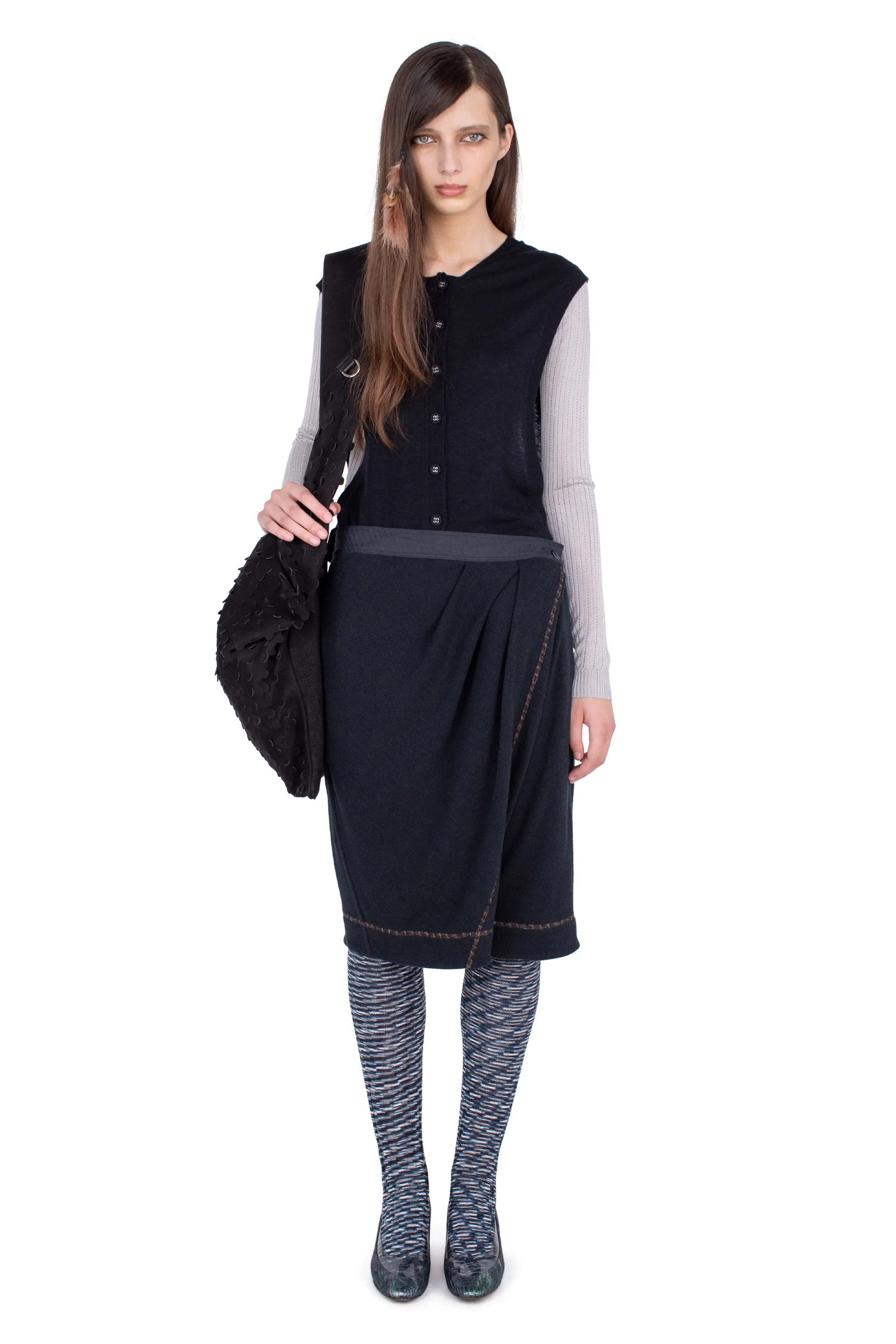 KIKO KOSTADINOV GUILLEMOT COCOON CARDIGAN - NEBULAR BLACK & SILVER GREY