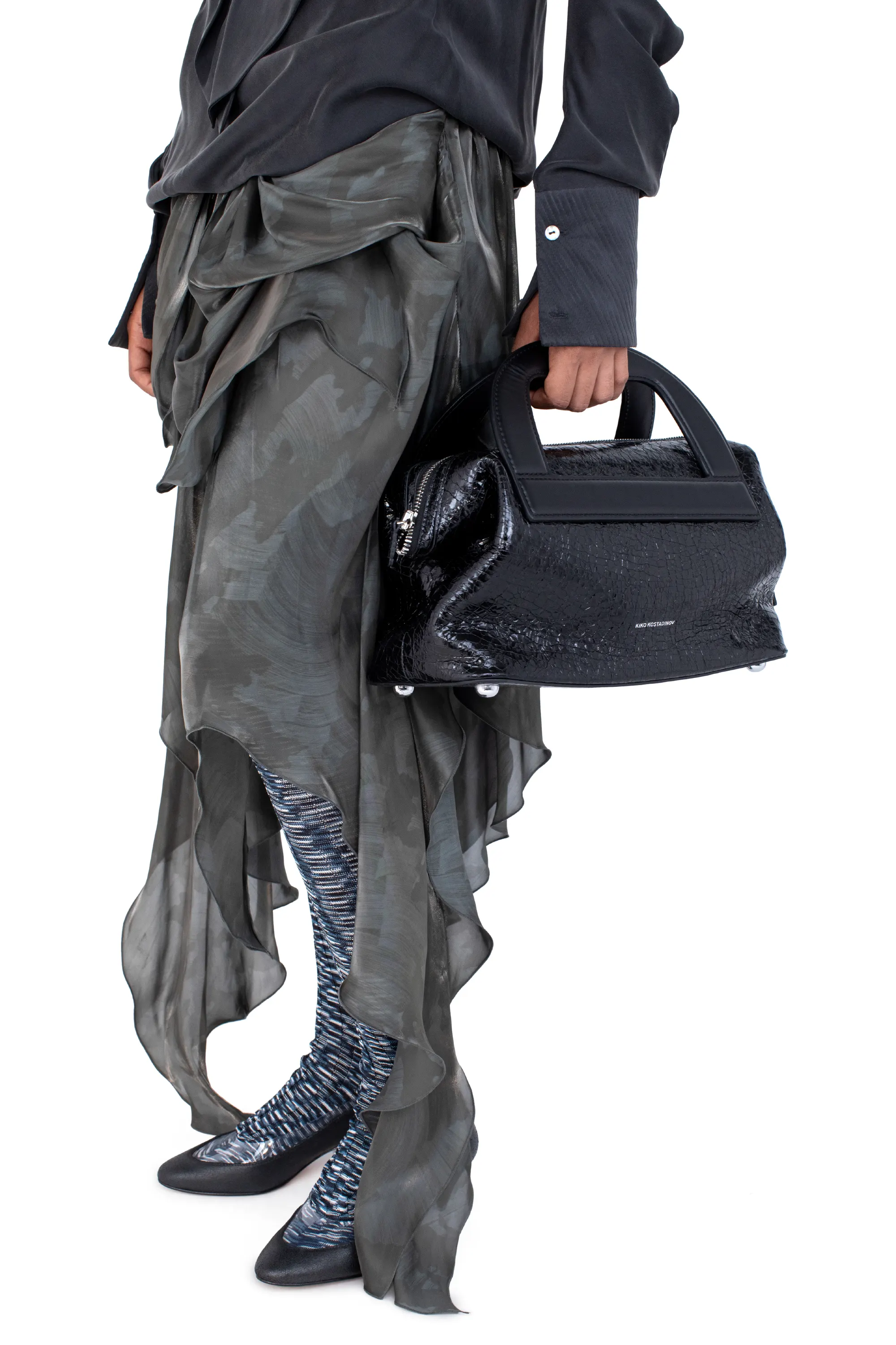 KIKO KOSTADINOV ISADORA BAG - CRACKED BLACK