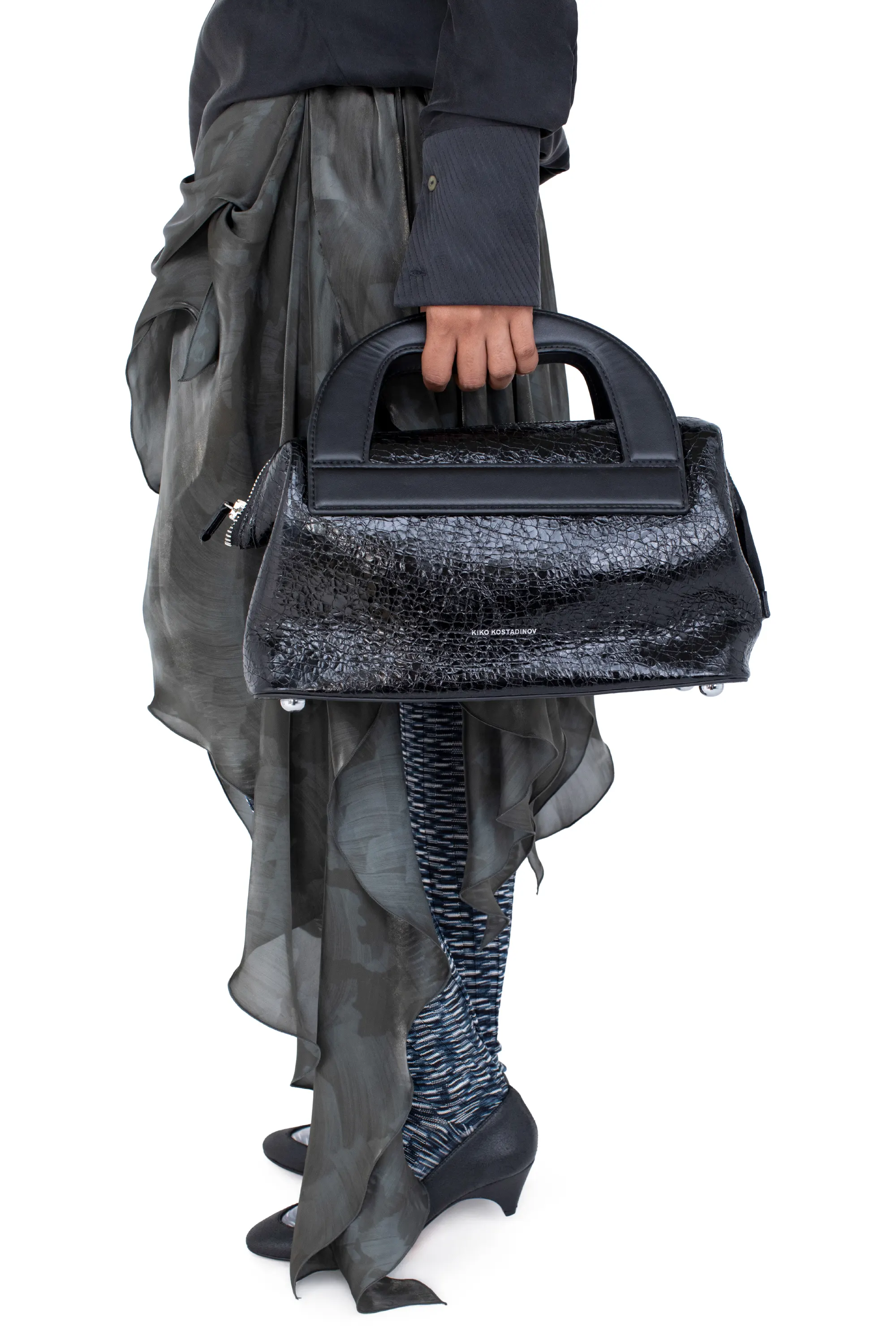 KIKO KOSTADINOV ISADORA BAG - CRACKED BLACK