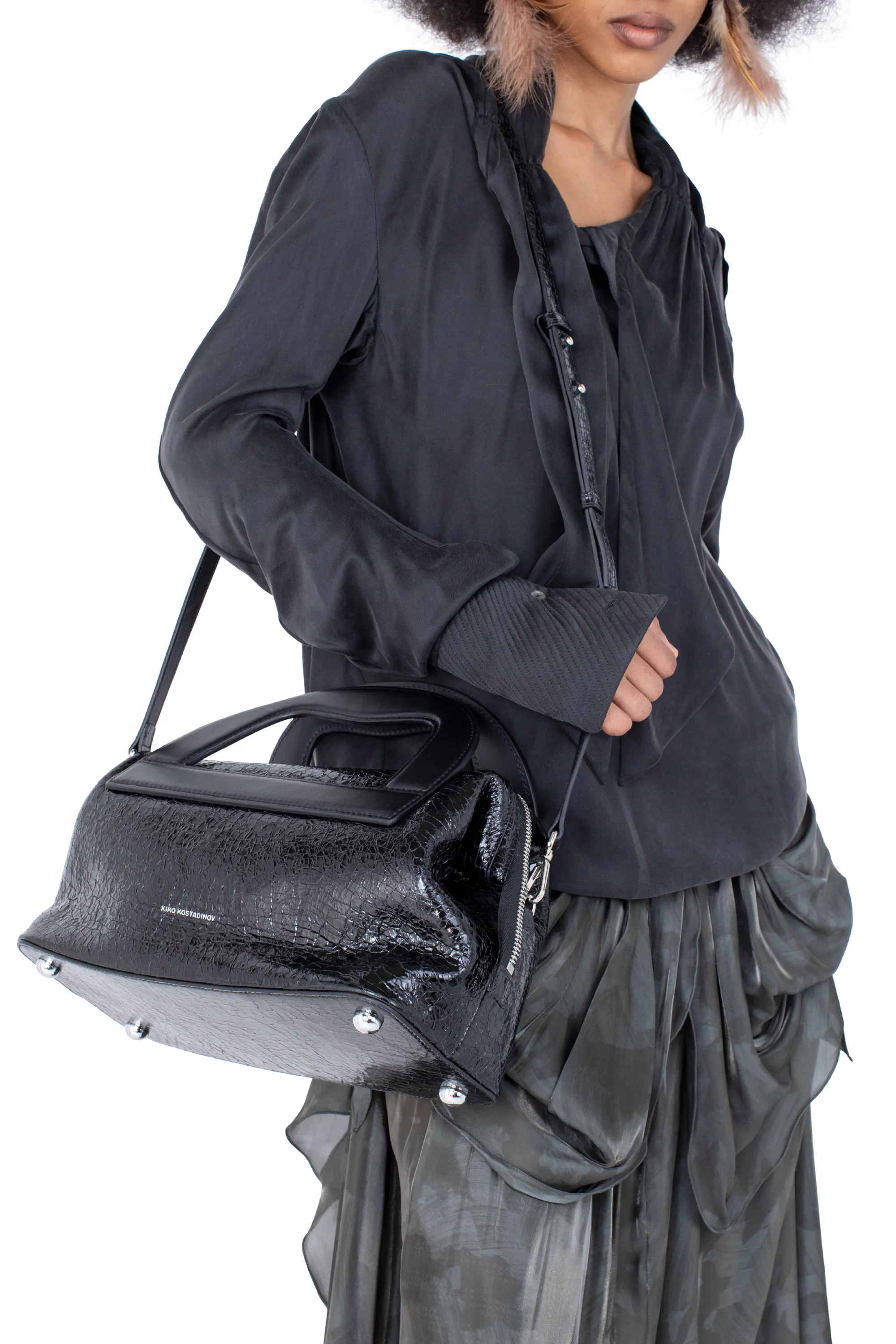 KIKO KOSTADINOV ISADORA BAG - CRACKED BLACK
