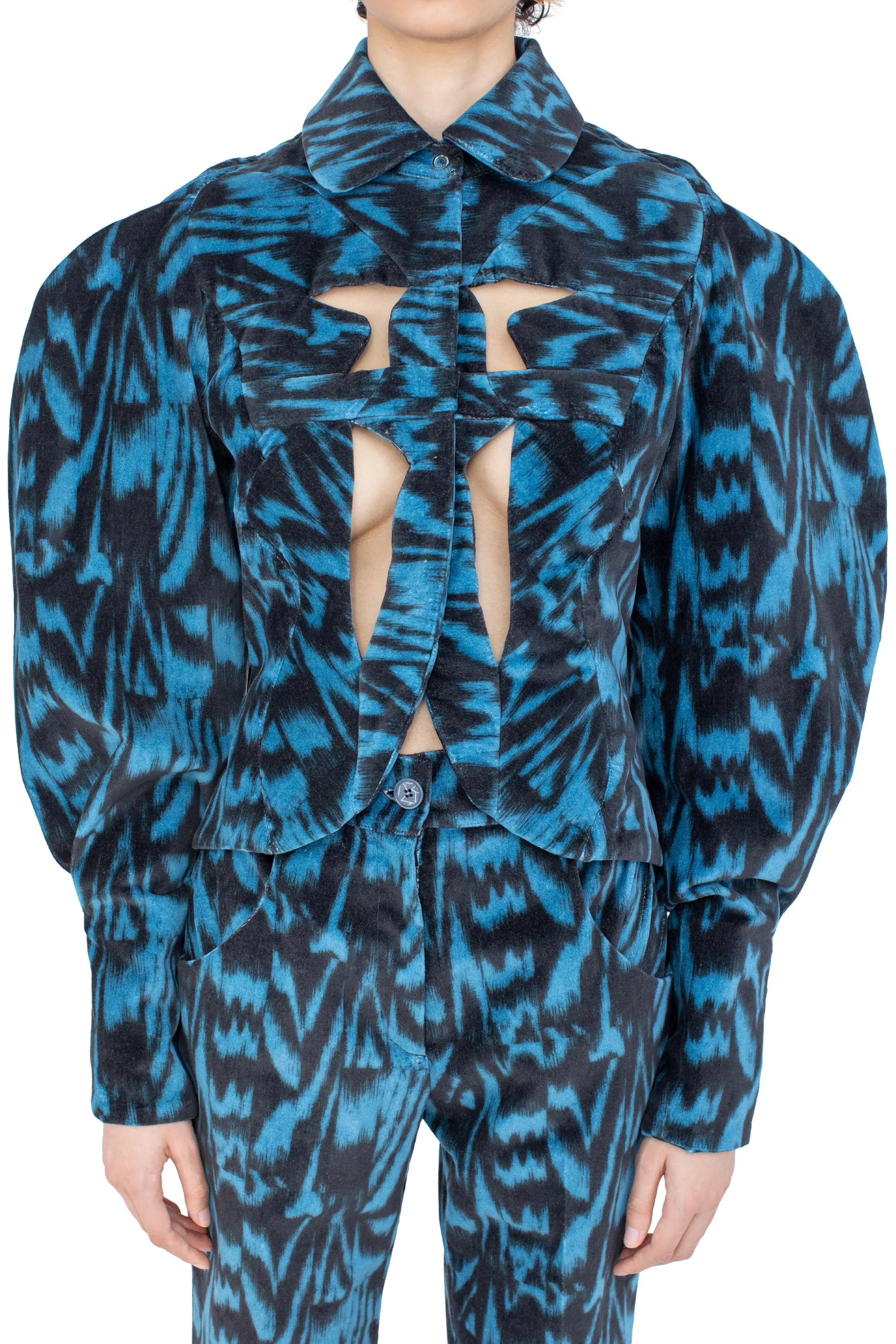 KIKO KOSTADINOV ISTRIAN JACKET - SAPPHIRE BLUE & BLACK