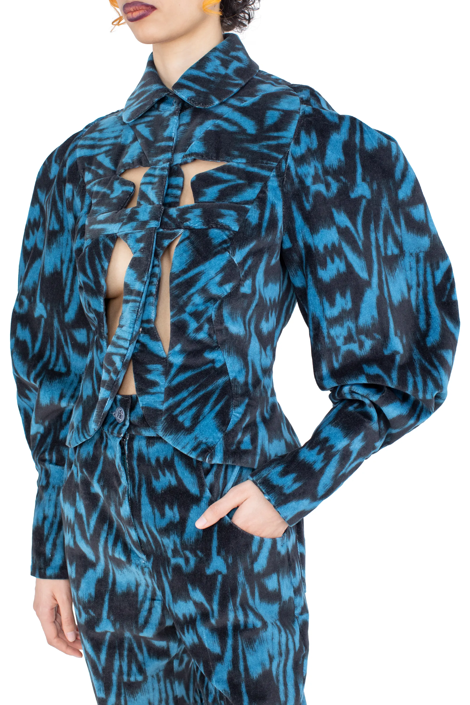 KIKO KOSTADINOV ISTRIAN JACKET - SAPPHIRE BLUE & BLACK