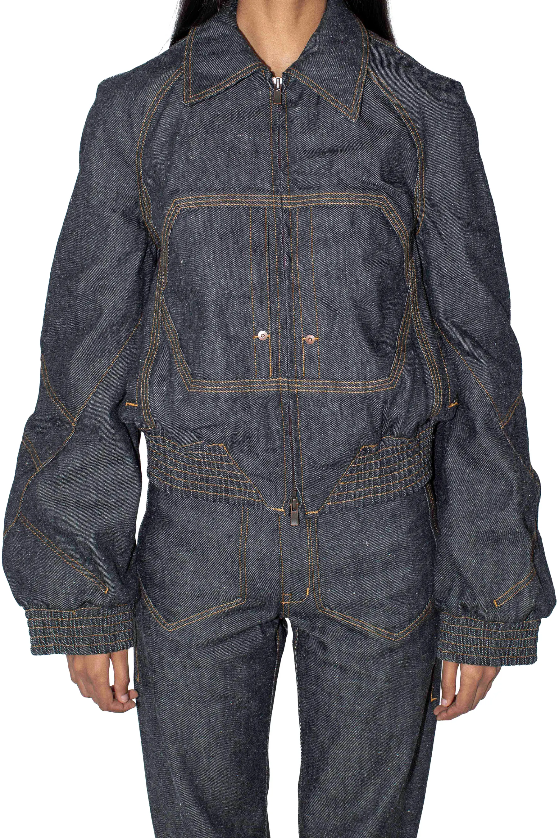 K BOMBER JACKET - MOTTLED DARK INDIGO – KIKO KOSTADINOV