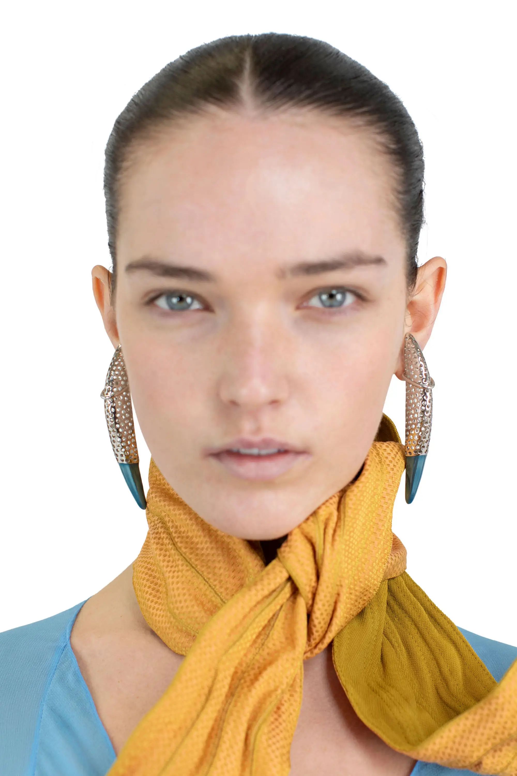 KIKO KOSTADINOV LIBER DROP EARRINGS - SILVER / METALLIC BLUE