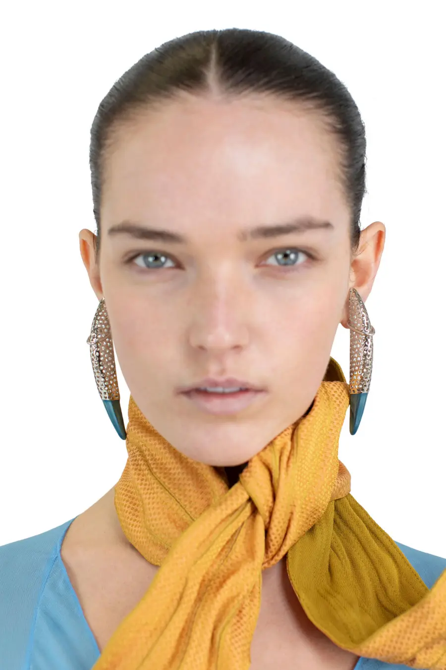 KIKO KOSTADINOV LIBER DROP EARRINGS - SILVER / METALLIC BLUE