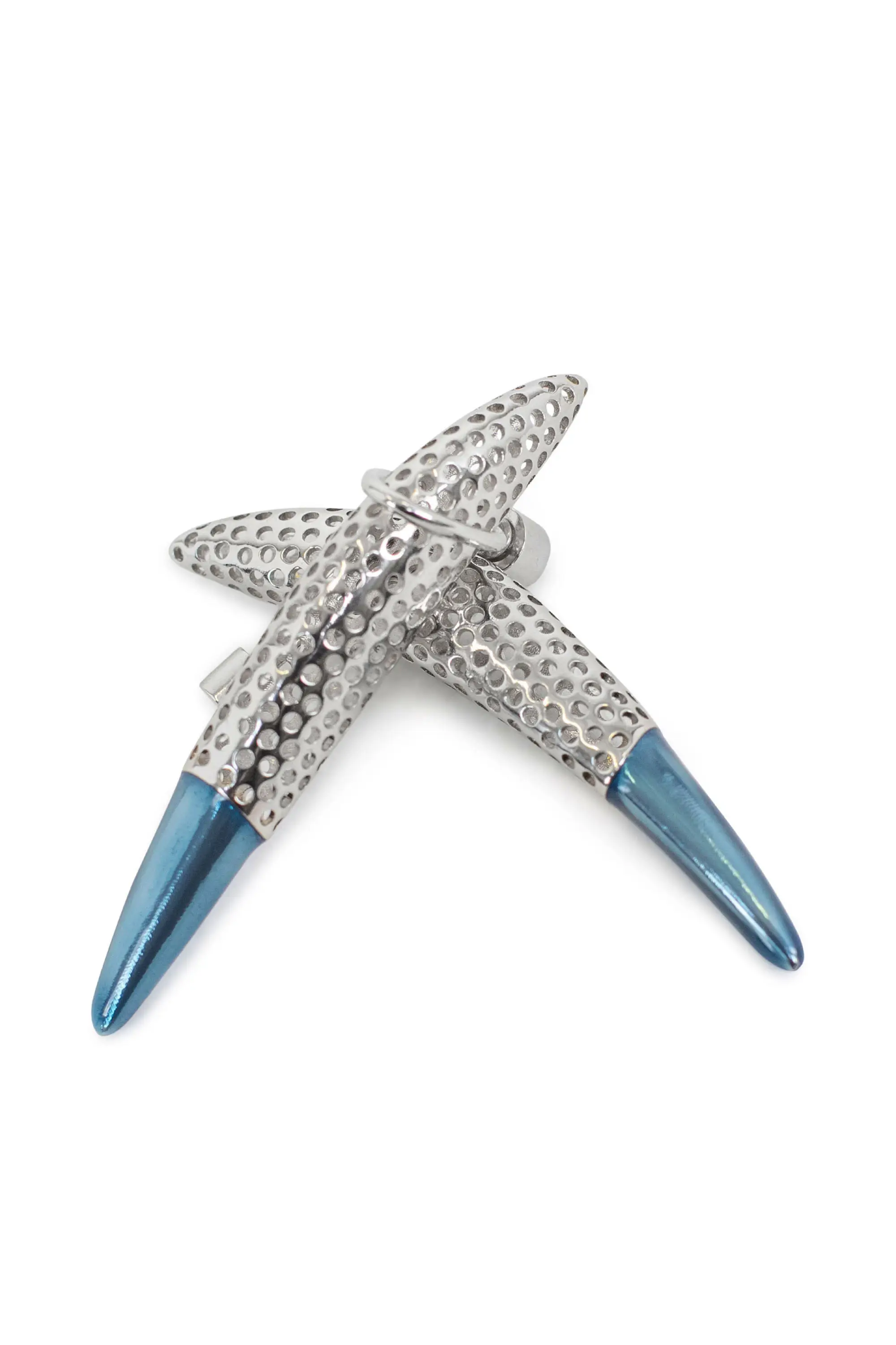 KIKO KOSTADINOV LIBER DROP EARRINGS - SILVER / METALLIC BLUE