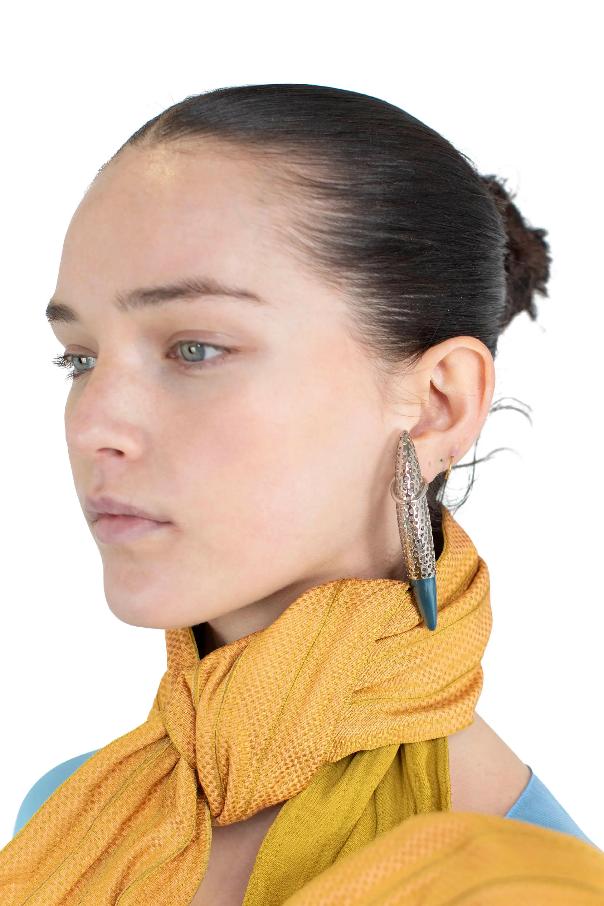 KIKO KOSTADINOV LIBER DROP EARRINGS - SILVER / METALLIC BLUE