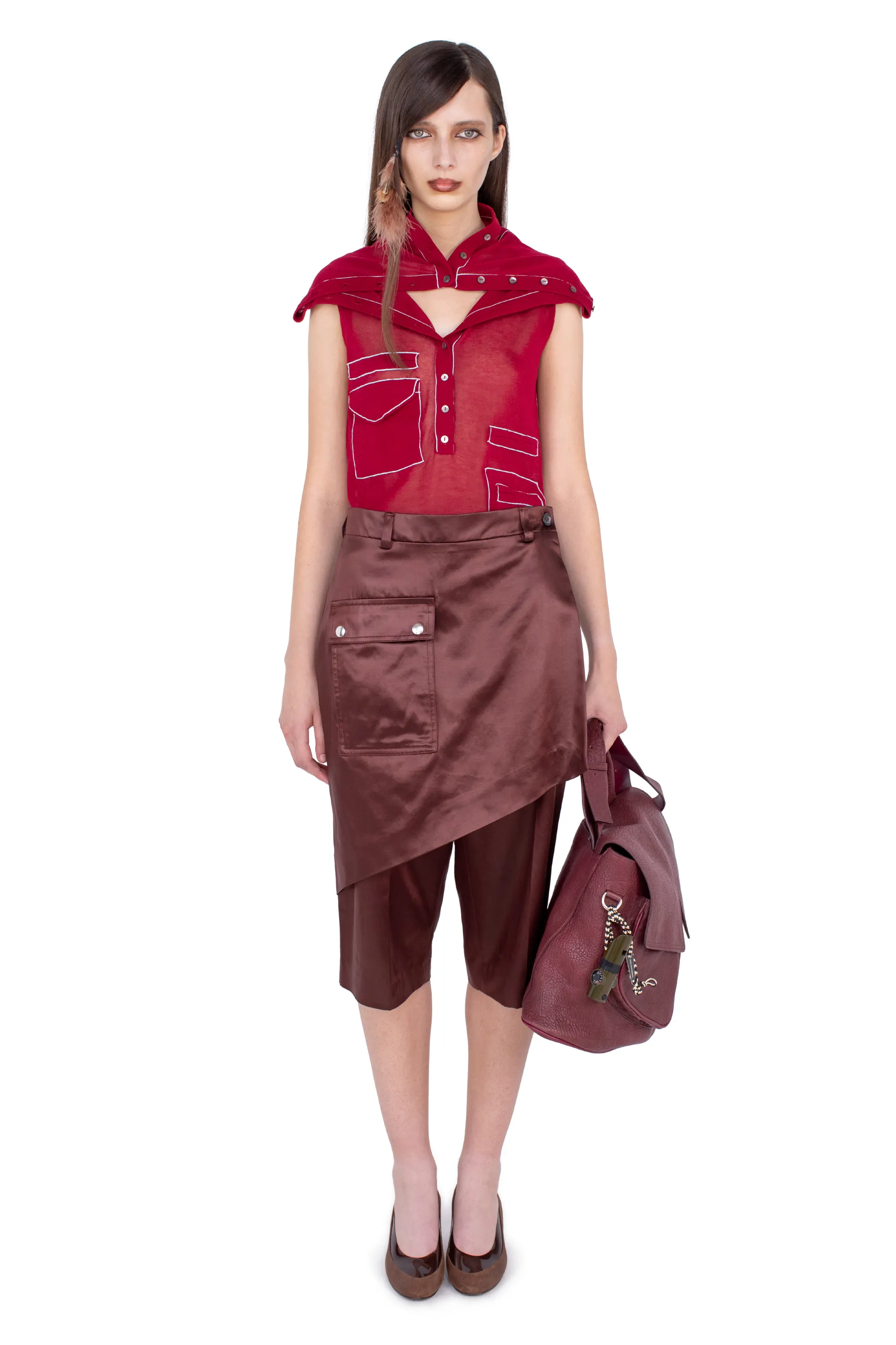 KIKO KOSTADINOV LINNET WRAP CULOTTES - BURNT UMBER