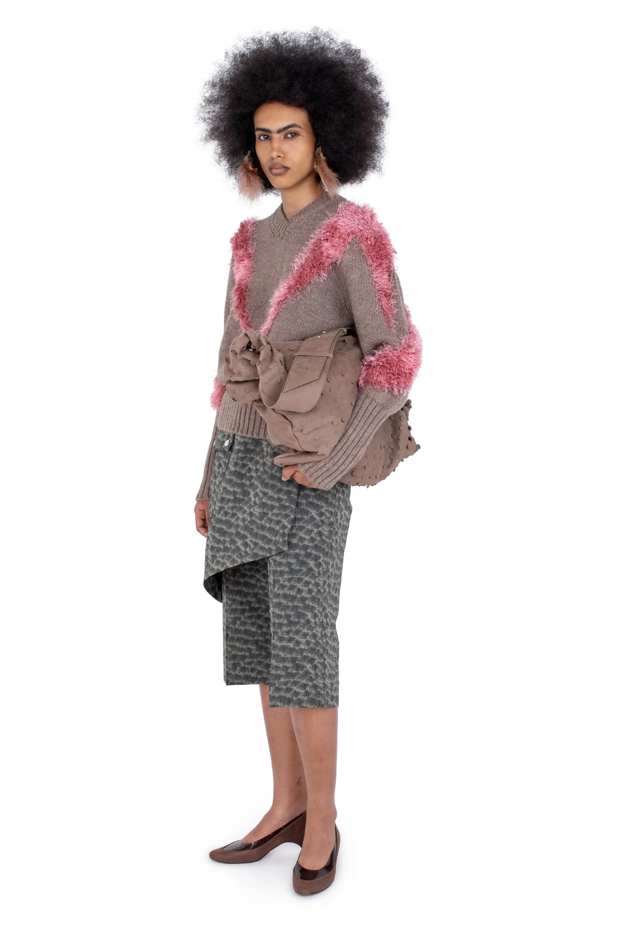 KIKO KOSTADINOV MACAW JUMPER - DOVE BROWN & REDPOLL PINK