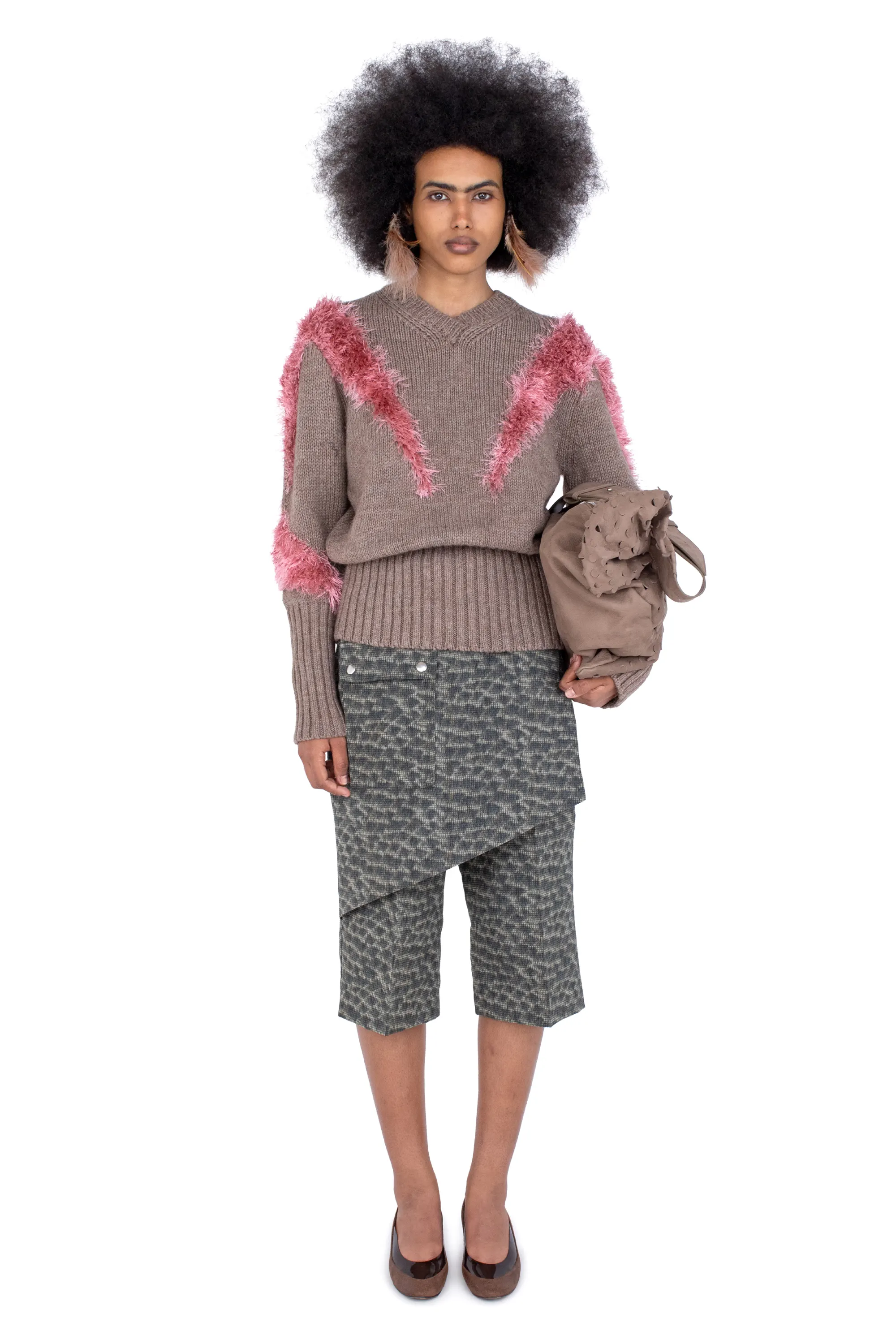KIKO KOSTADINOV MACAW JUMPER - DOVE BROWN & REDPOLL PINK