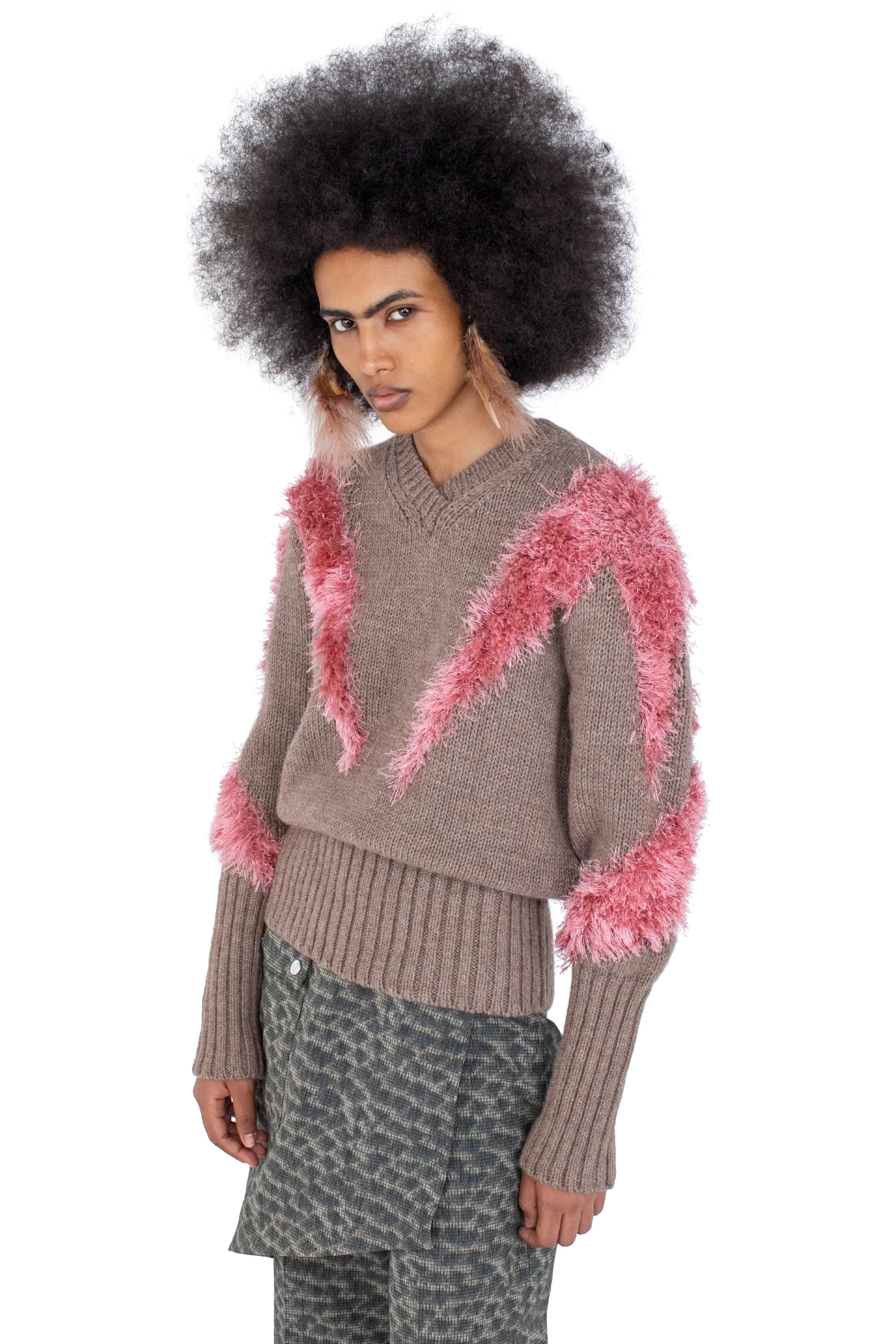 KIKO KOSTADINOV MACAW JUMPER - DOVE BROWN & REDPOLL PINK