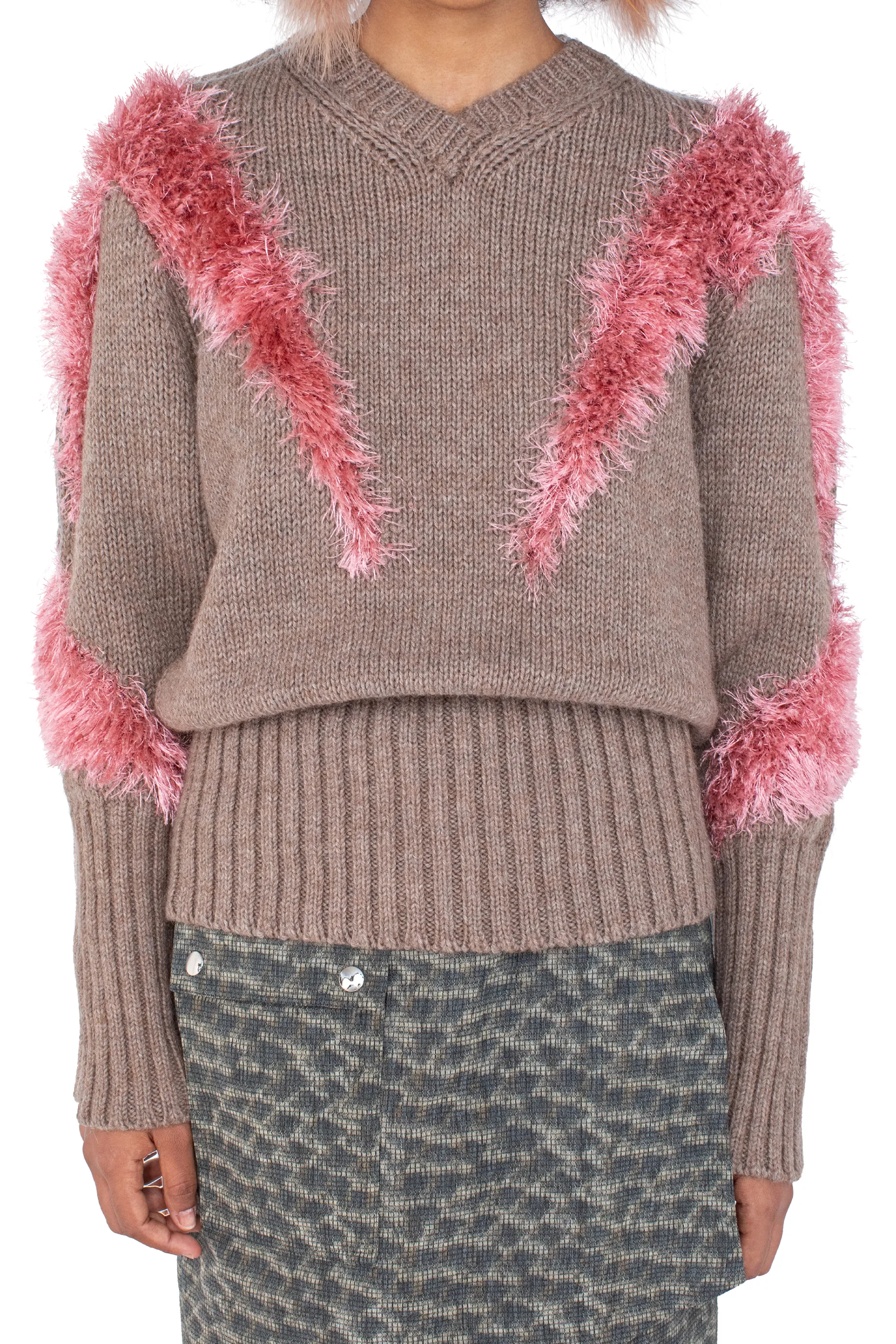 KIKO KOSTADINOV MACAW JUMPER - DOVE BROWN & REDPOLL PINK