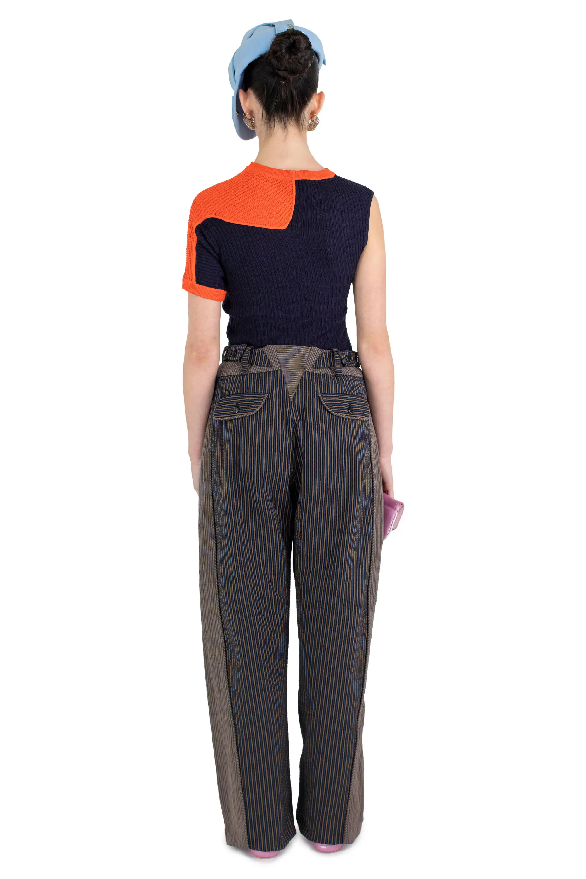 KIKO KOSTADINOV NOMAS ASYMMETRIC KNIT RAGLAN - ECLIPSE BLUE/VERMILLION RED