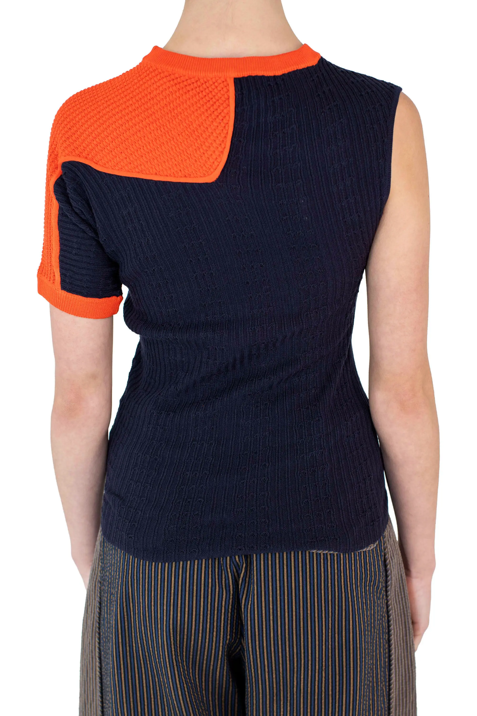 KIKO KOSTADINOV NOMAS ASYMMETRIC KNIT RAGLAN - ECLIPSE BLUE/VERMILLION RED