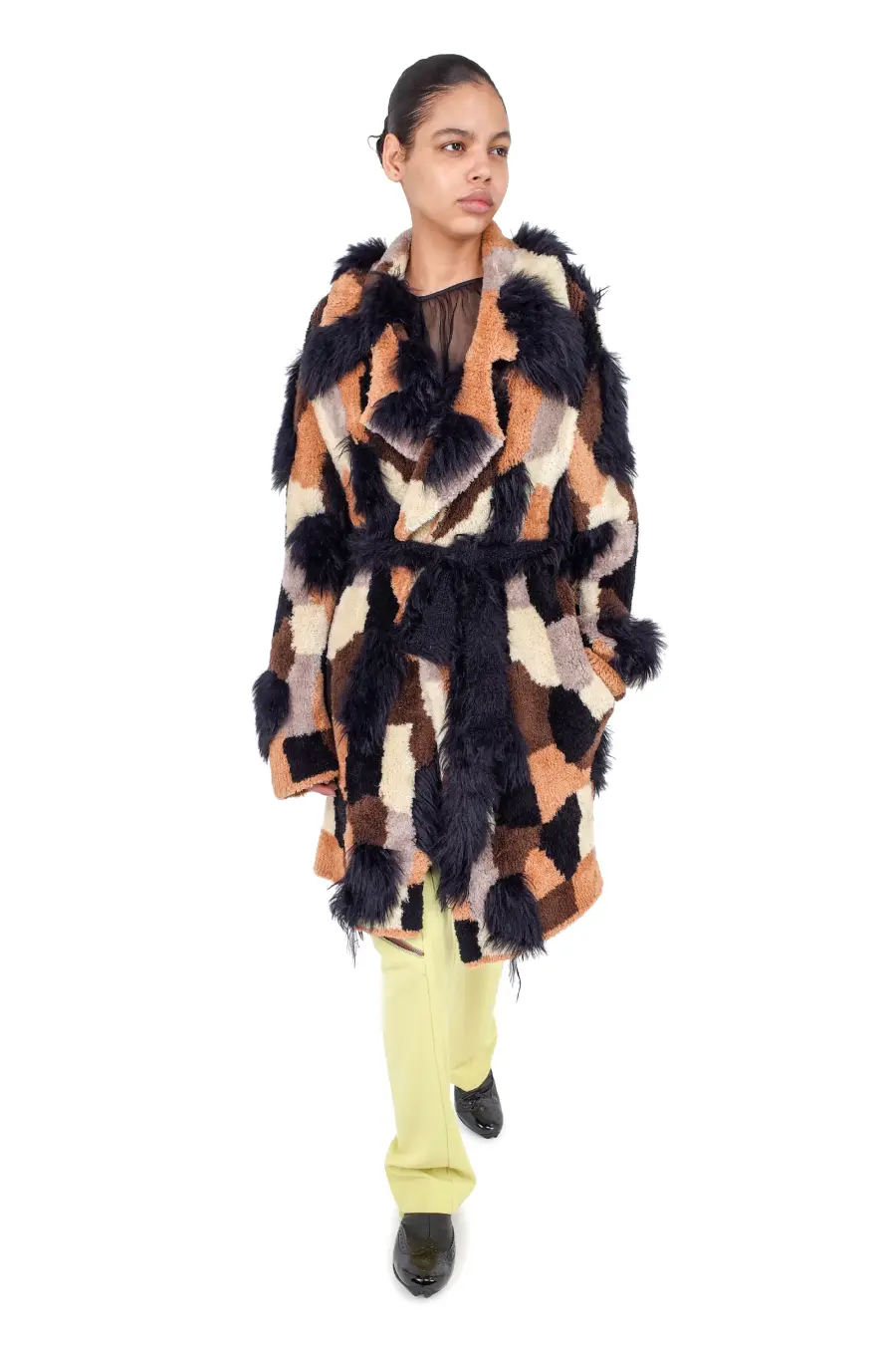 KIKO KOSTADINOV ORPHEUS INTARSIA COAT - LYNX PATCHWORK