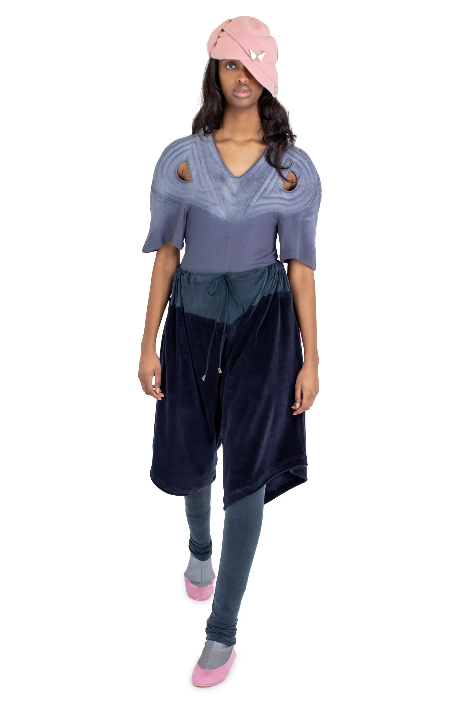 KIKO KOSTADINOV PENNON JERSEY TROUSER - SPRUCE BLUE/MIDNIGHT NAVY