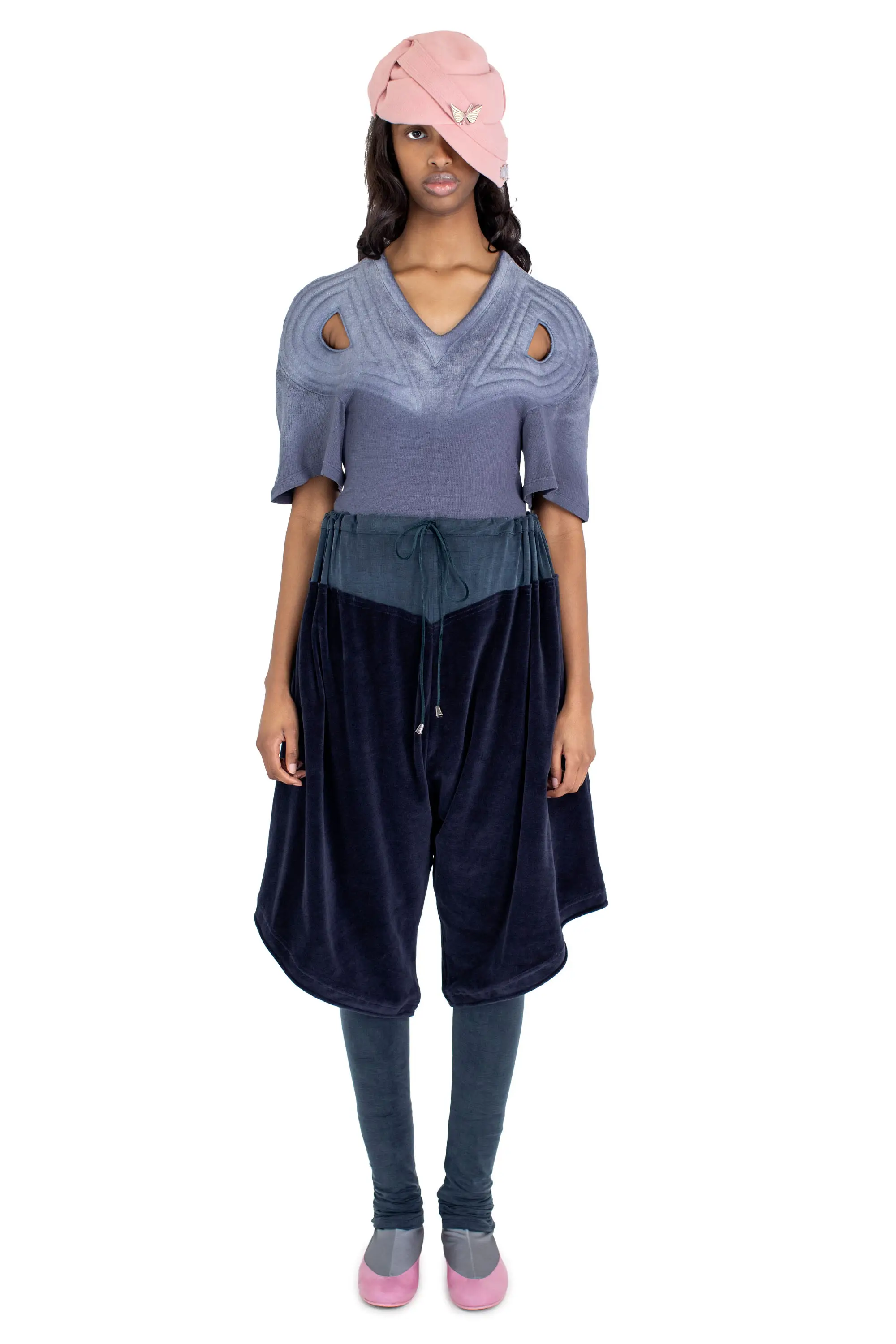 KIKO KOSTADINOV PENNON JERSEY TROUSER - SPRUCE BLUE/MIDNIGHT NAVY