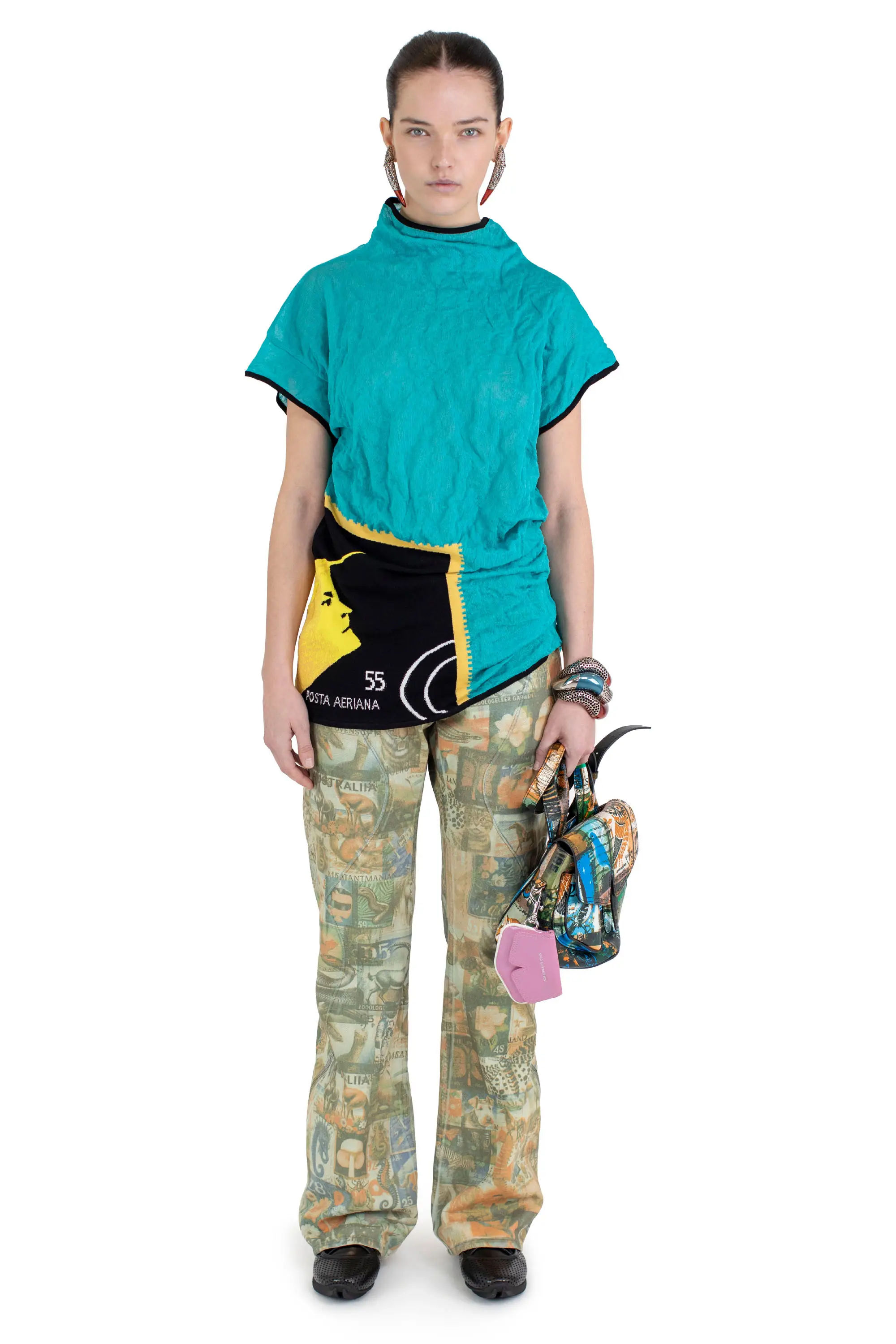 KIKO KOSTADINOV PROMINA KNIT TOP - BALTIC/SUNSHINE INTARSIA