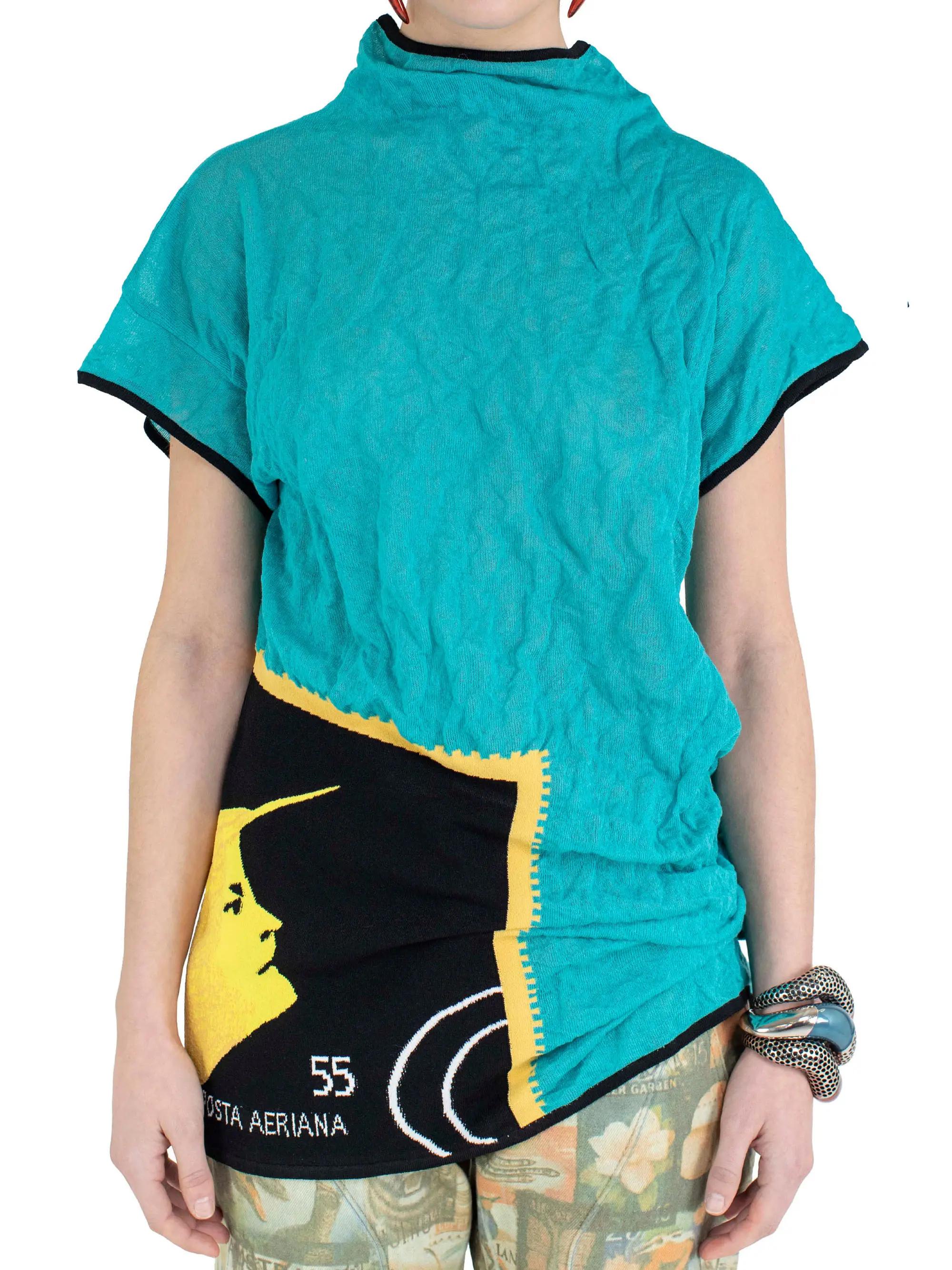 KIKO KOSTADINOV PROMINA KNIT TOP - BALTIC/SUNSHINE INTARSIA