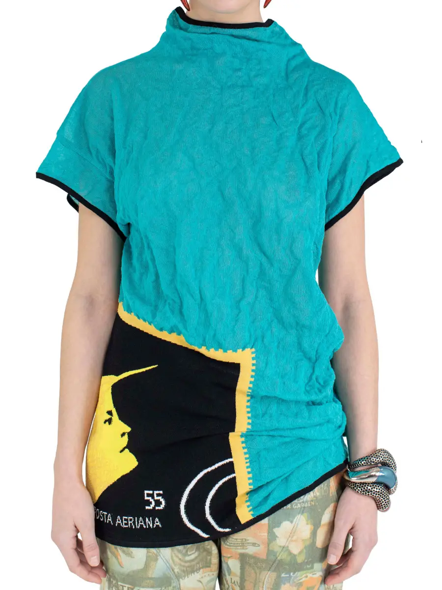 KIKO KOSTADINOV PROMINA KNIT TOP - BALTIC/SUNSHINE INTARSIA