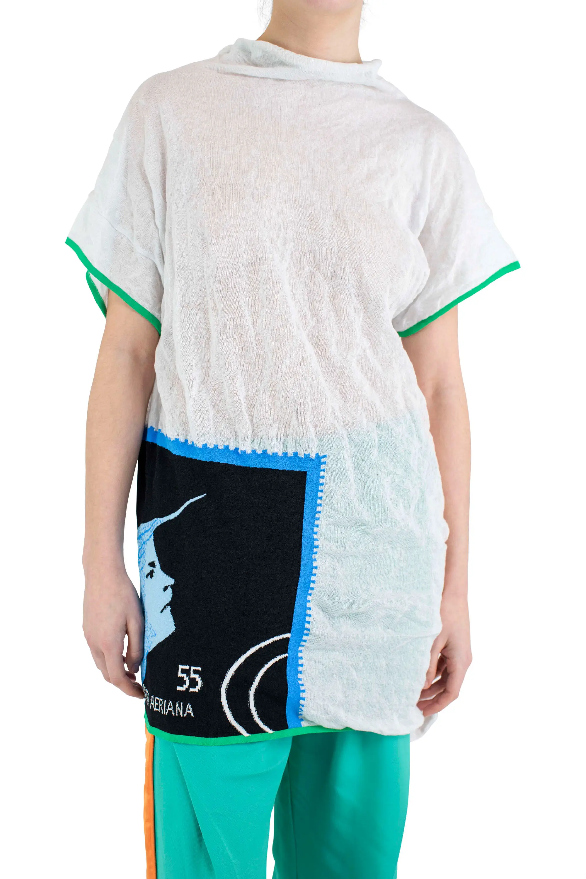 KIKO KOSTADINOV PROMINA KNIT TOP - WHITE/NIGHT SCAPE INTARSIA