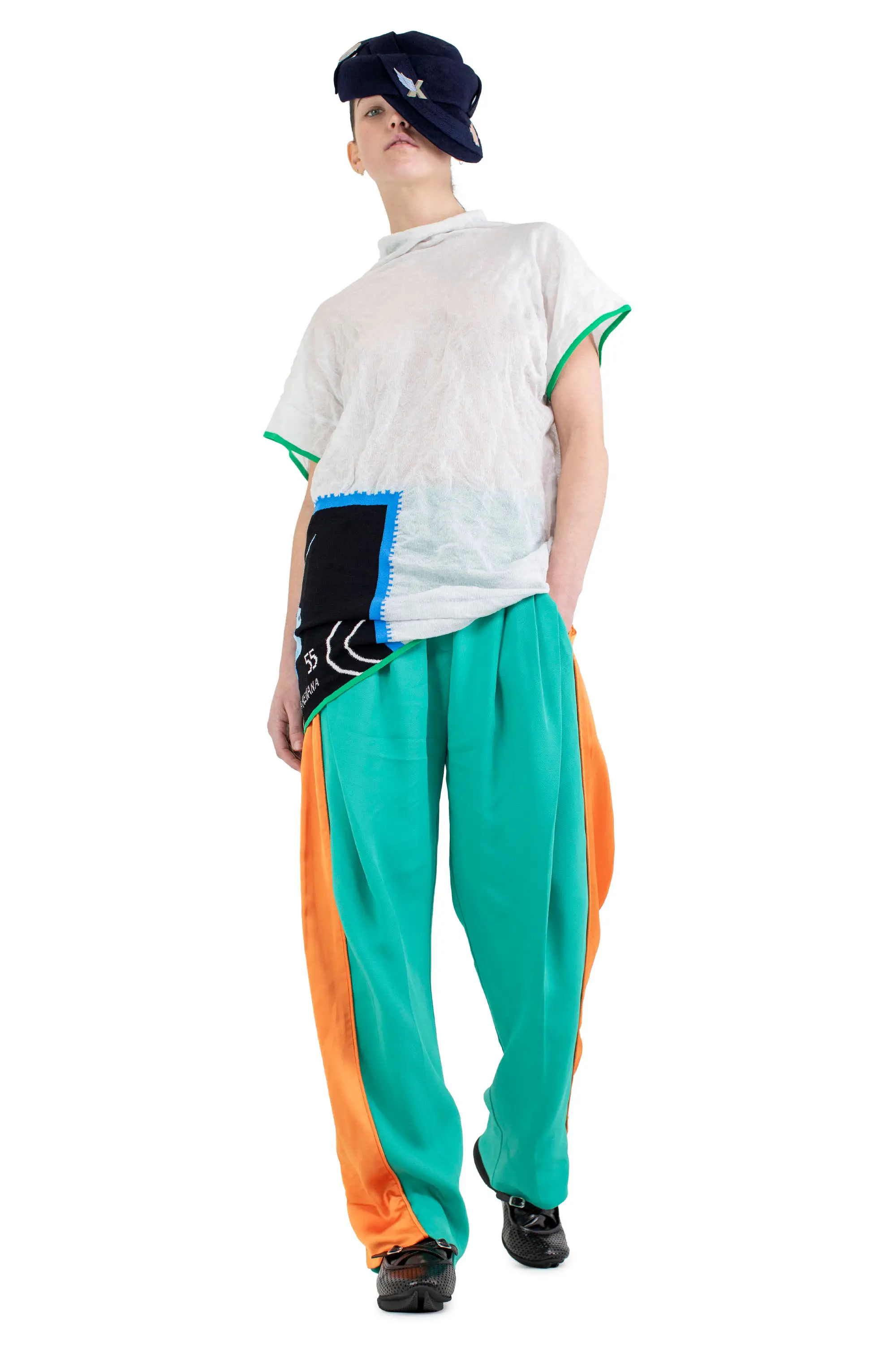 KIKO KOSTADINOV PROMINA KNIT TOP - WHITE/NIGHT SCAPE INTARSIA
