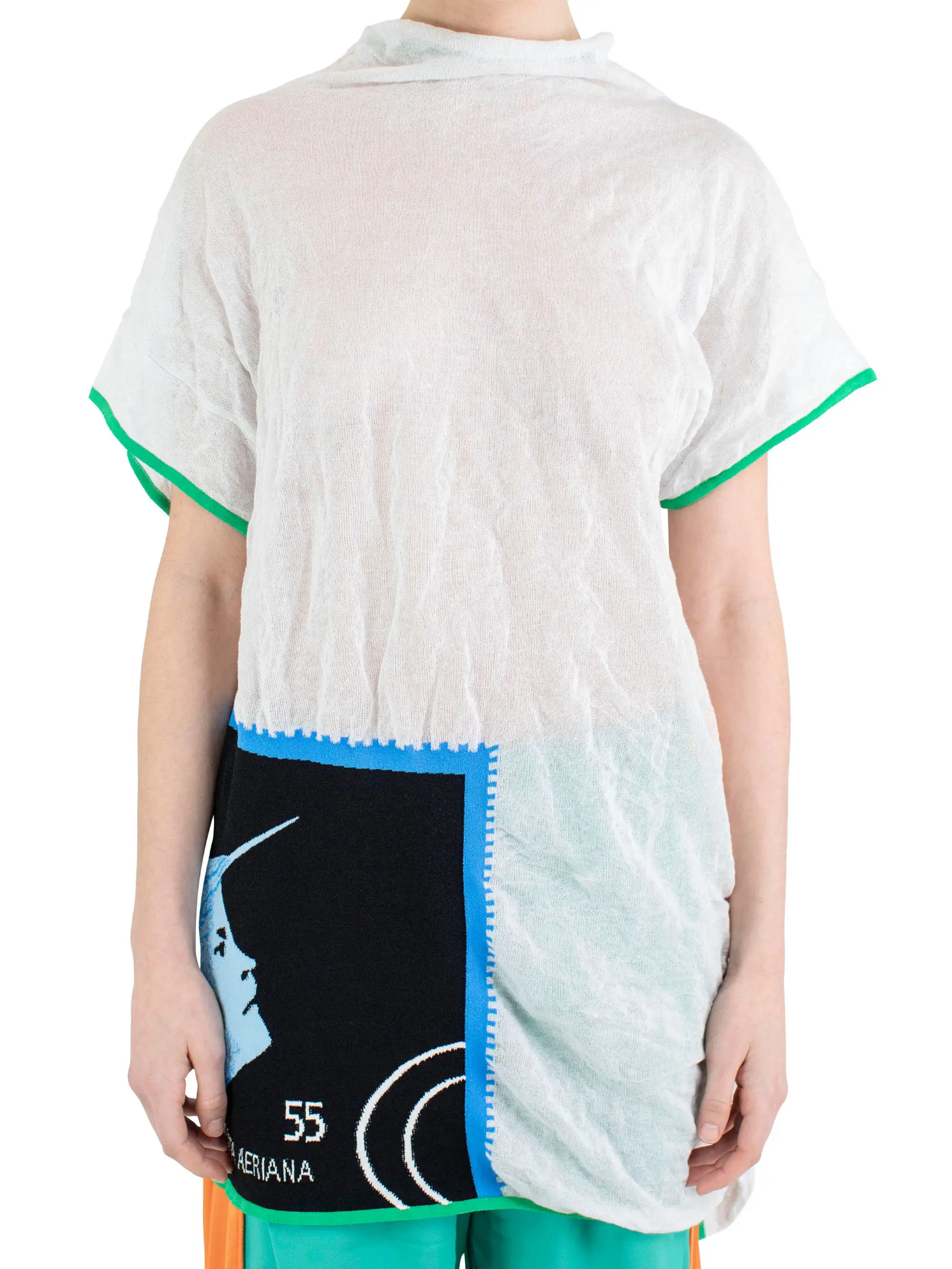 KIKO KOSTADINOV PROMINA KNIT TOP - WHITE/NIGHT SCAPE INTARSIA