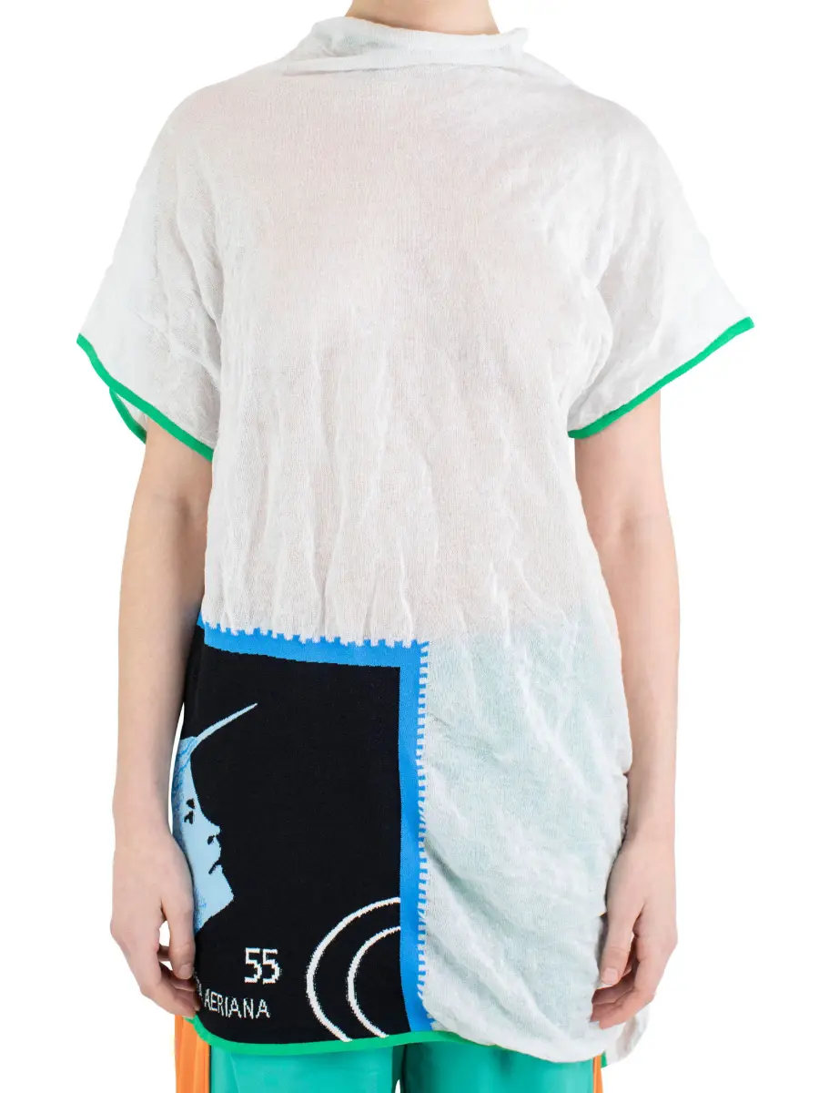 KIKO KOSTADINOV PROMINA KNIT TOP - WHITE/NIGHT SCAPE INTARSIA