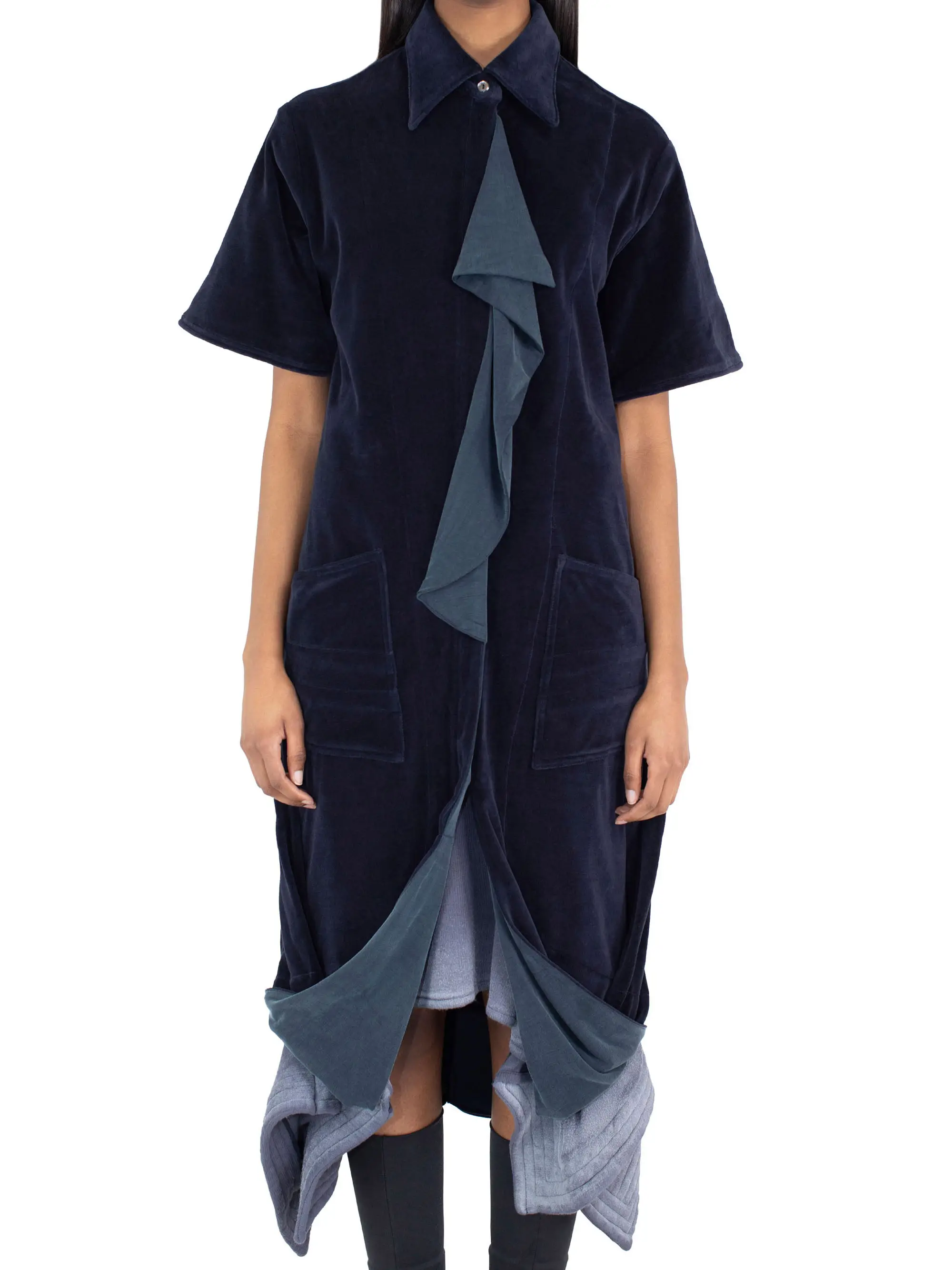 KIKO KOSTADINOV QUASAR JERSEY DRESS - MIDNIGHT NAVY/SPRUCE BLUE