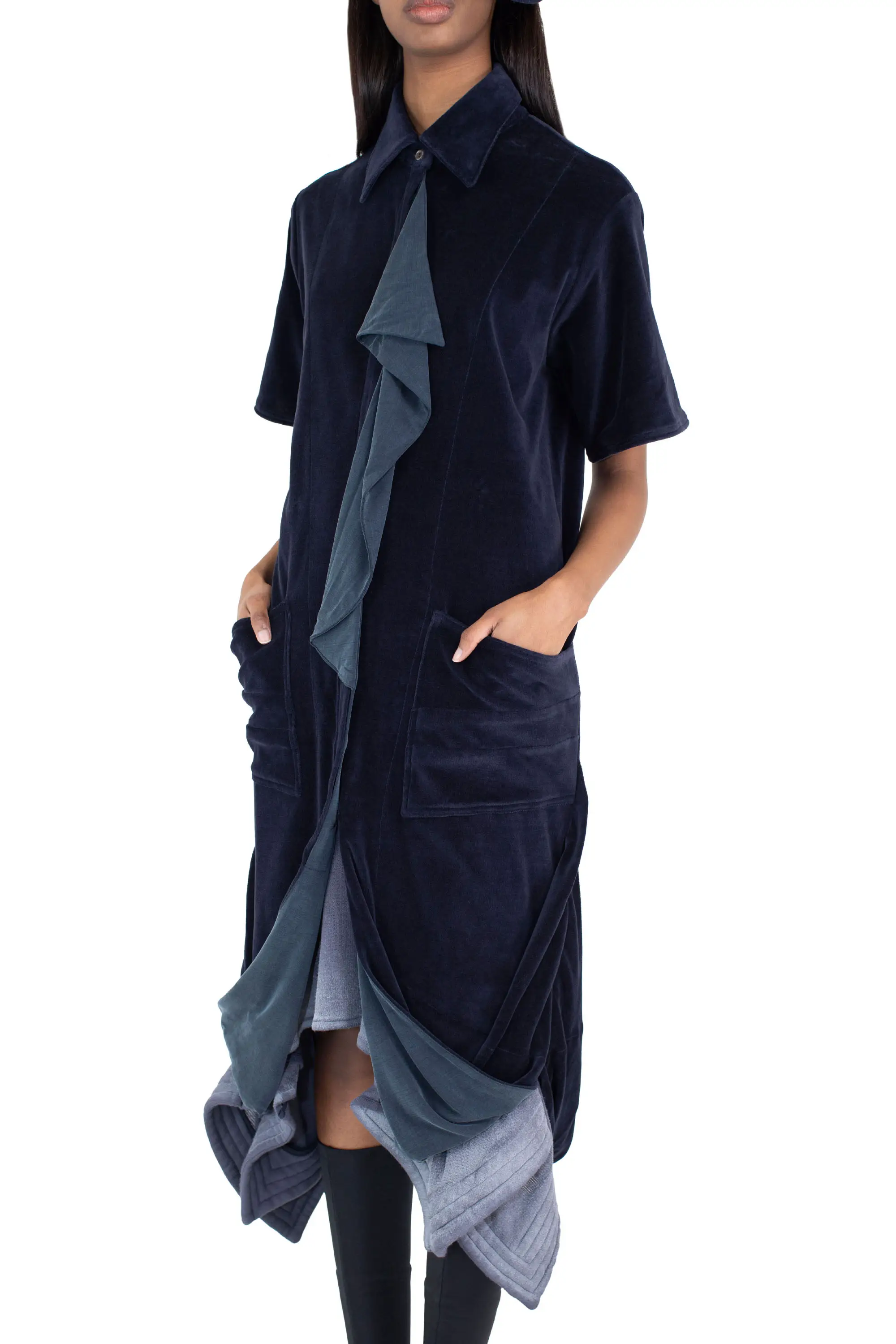 KIKO KOSTADINOV QUASAR JERSEY DRESS - MIDNIGHT NAVY/SPRUCE BLUE