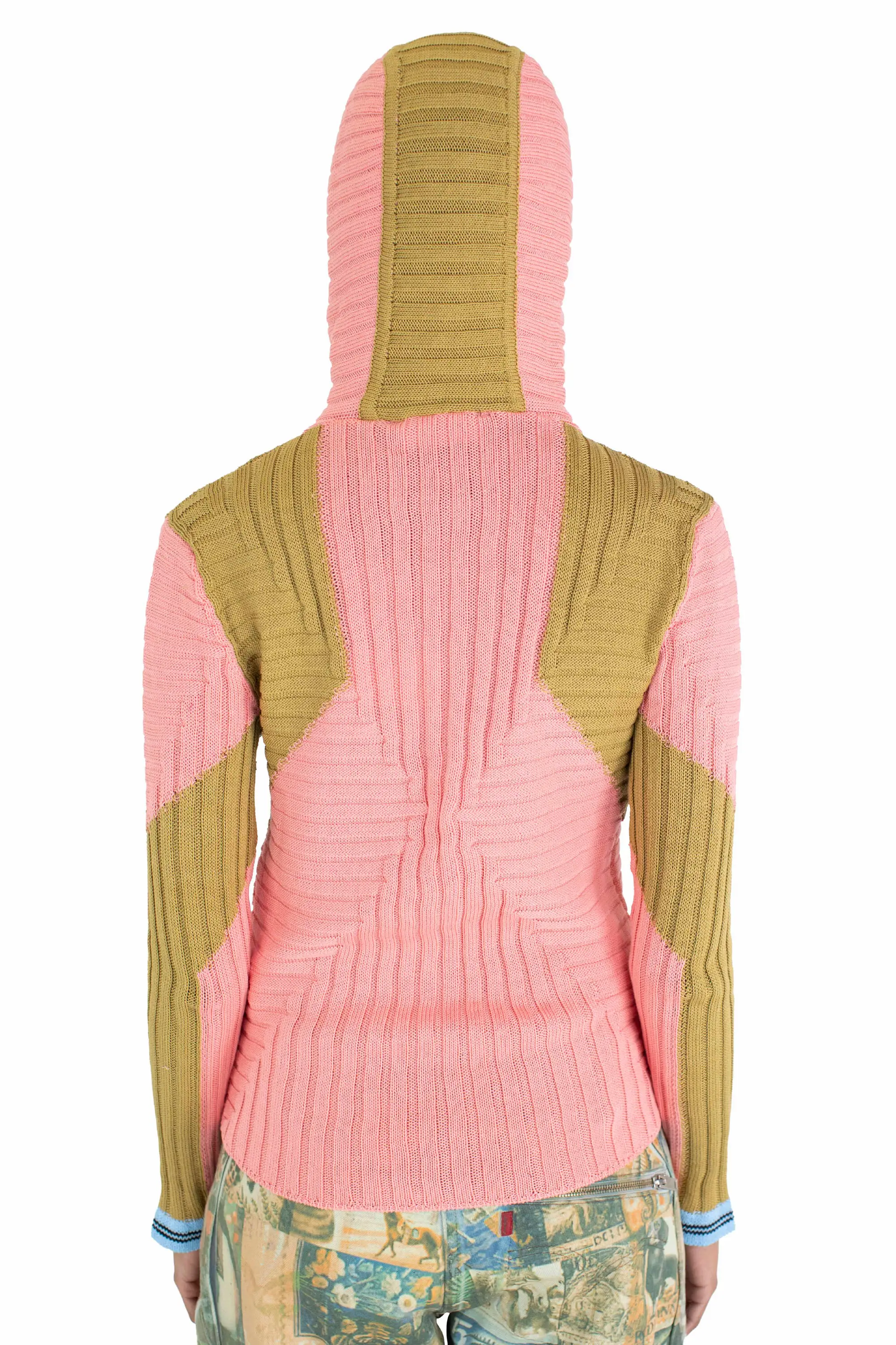 KIKO KOSTADINOV QUIMBY FITTED HOODED KNIT - CORAL PINK/OCHRE
