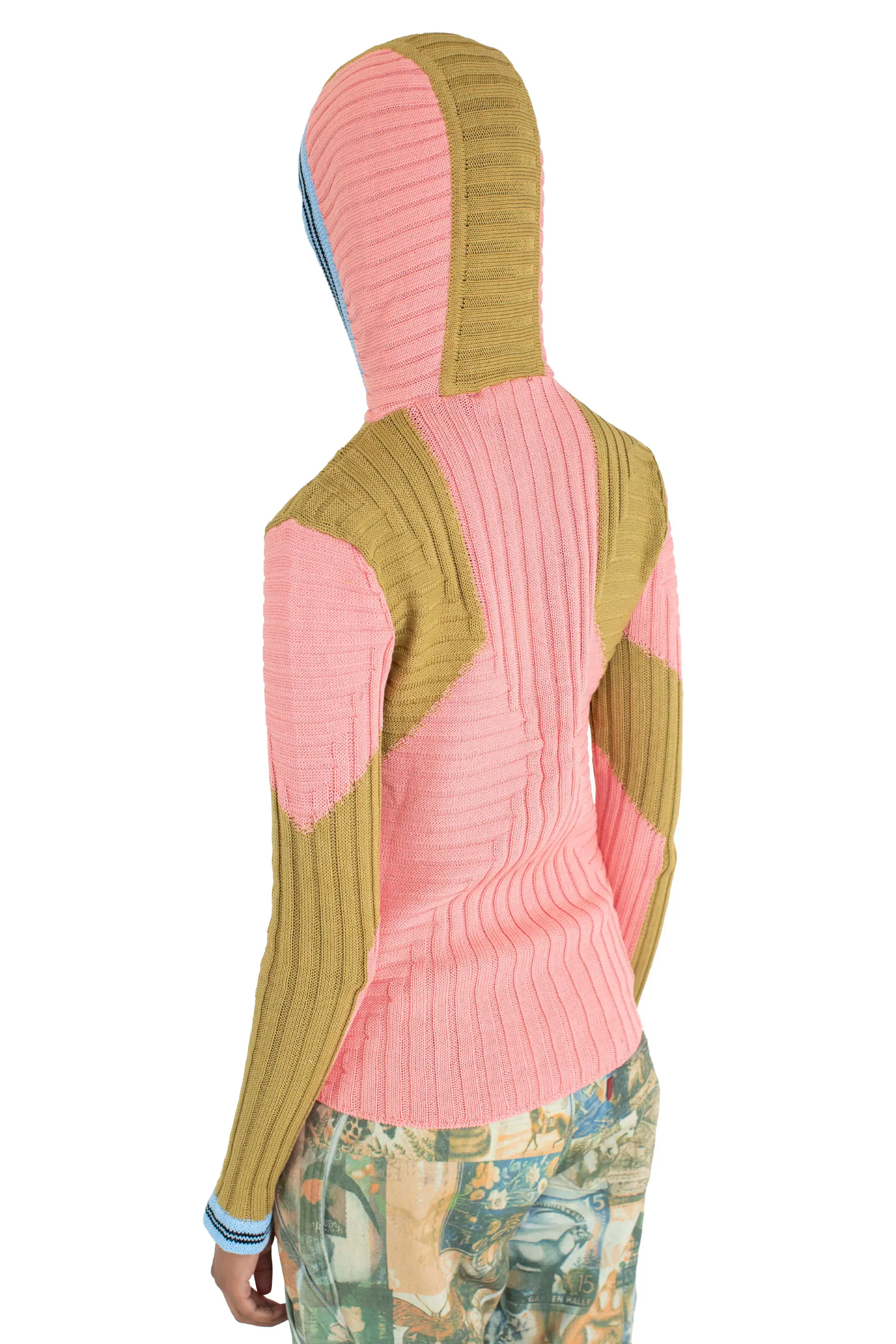 KIKO KOSTADINOV QUIMBY FITTED HOODED KNIT - CORAL PINK/OCHRE