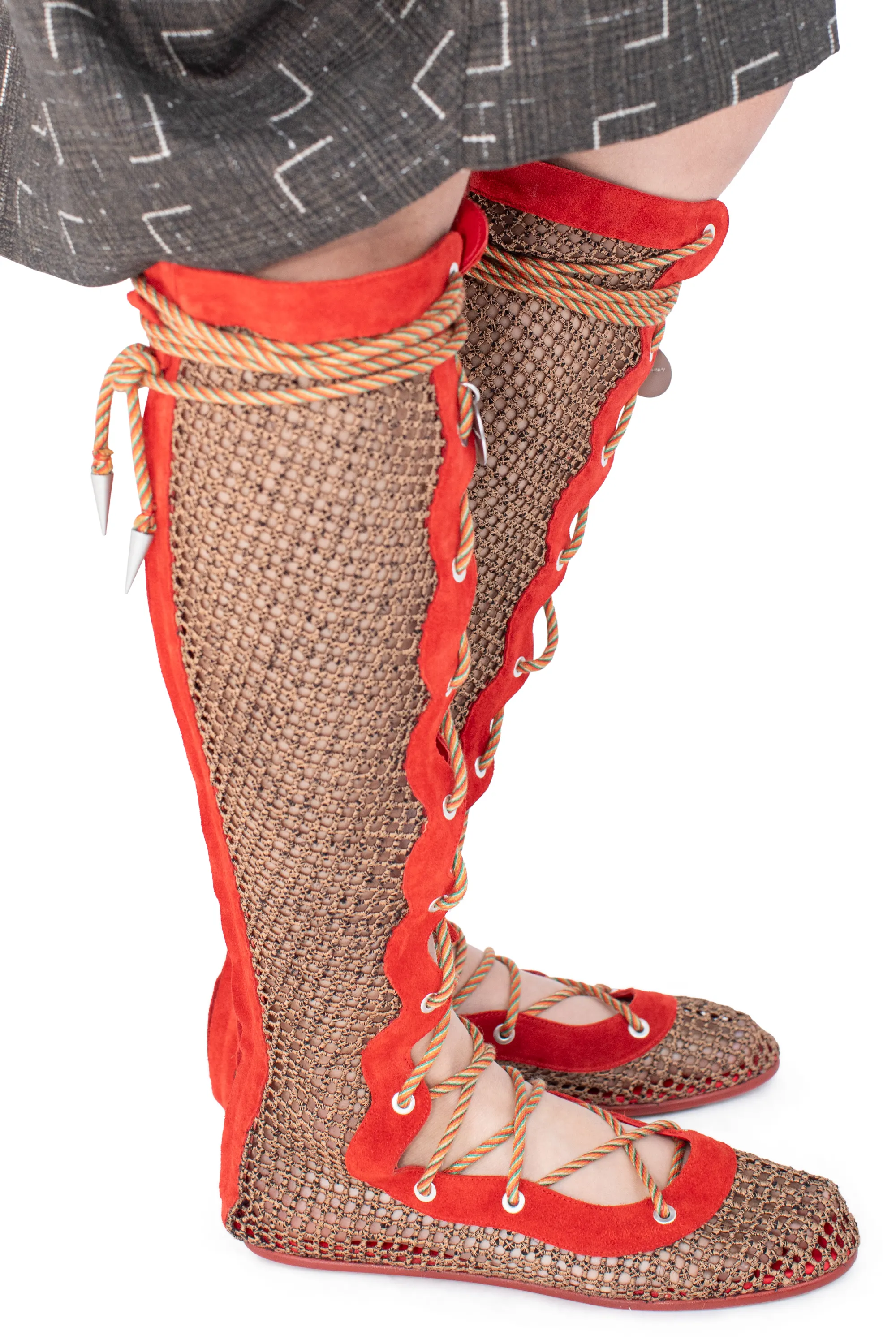 KIKO KOSTADINOV RETICELLA KNEE HIGH BOOT - RED