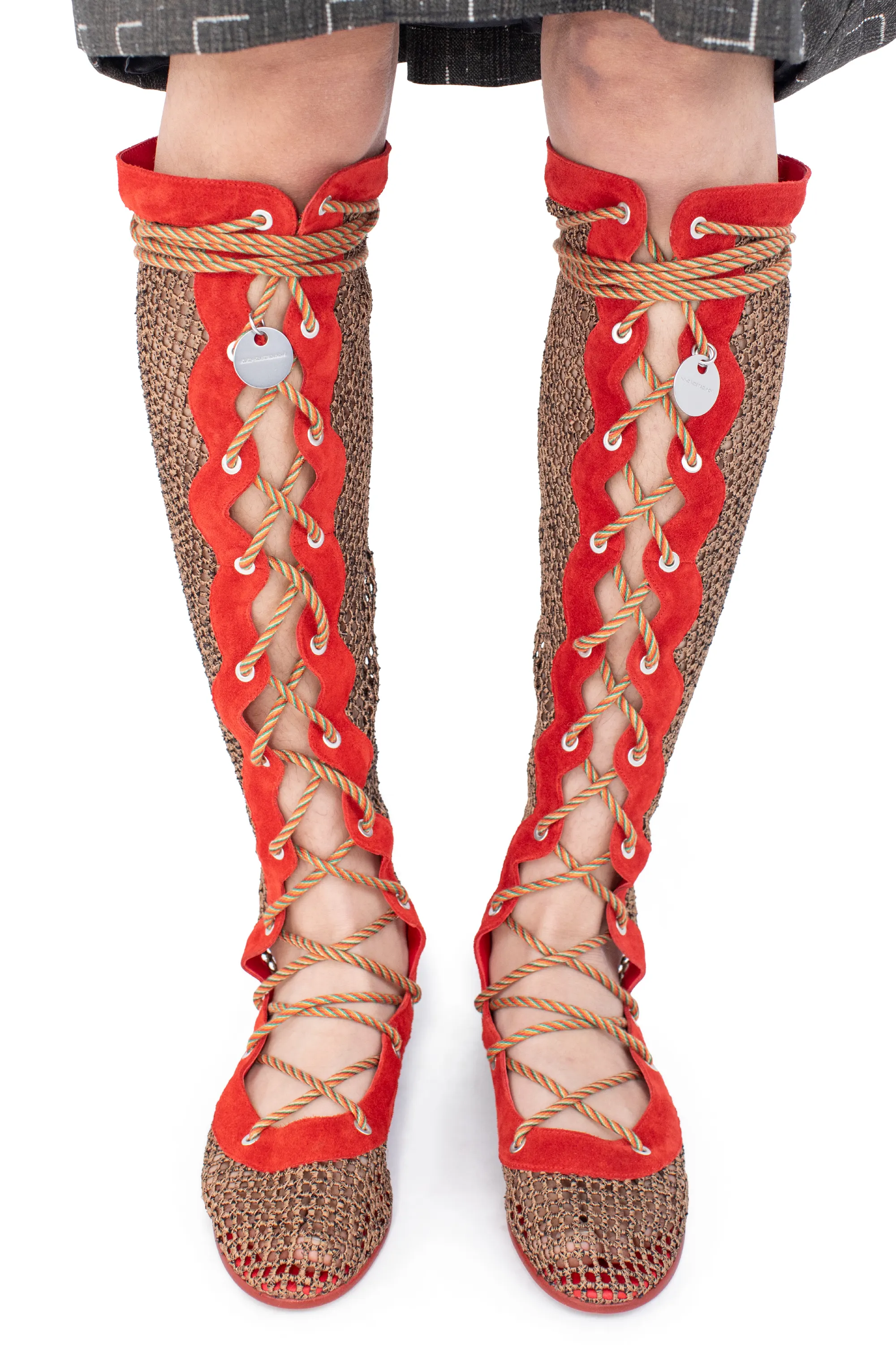 KIKO KOSTADINOV RETICELLA KNEE HIGH BOOT - RED