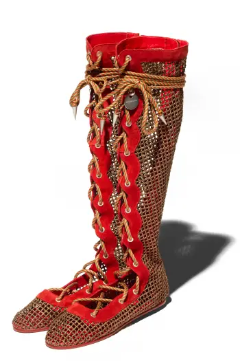 KIKO KOSTADINOV RETICELLA KNEE HIGH BOOT - RED