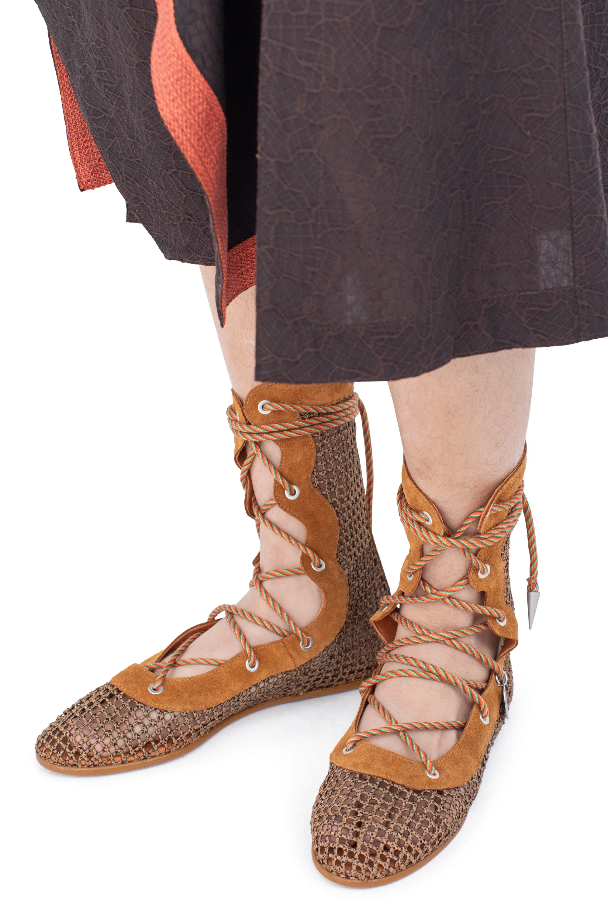 KIKO KOSTADINOV RETICELLA LACE UP BOOT - CARAMEL