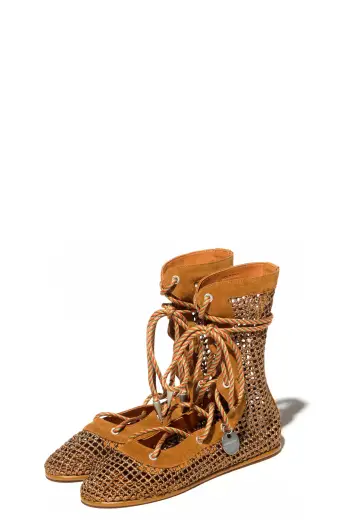 KIKO KOSTADINOV RETICELLA LACE UP BOOT - CARAMEL