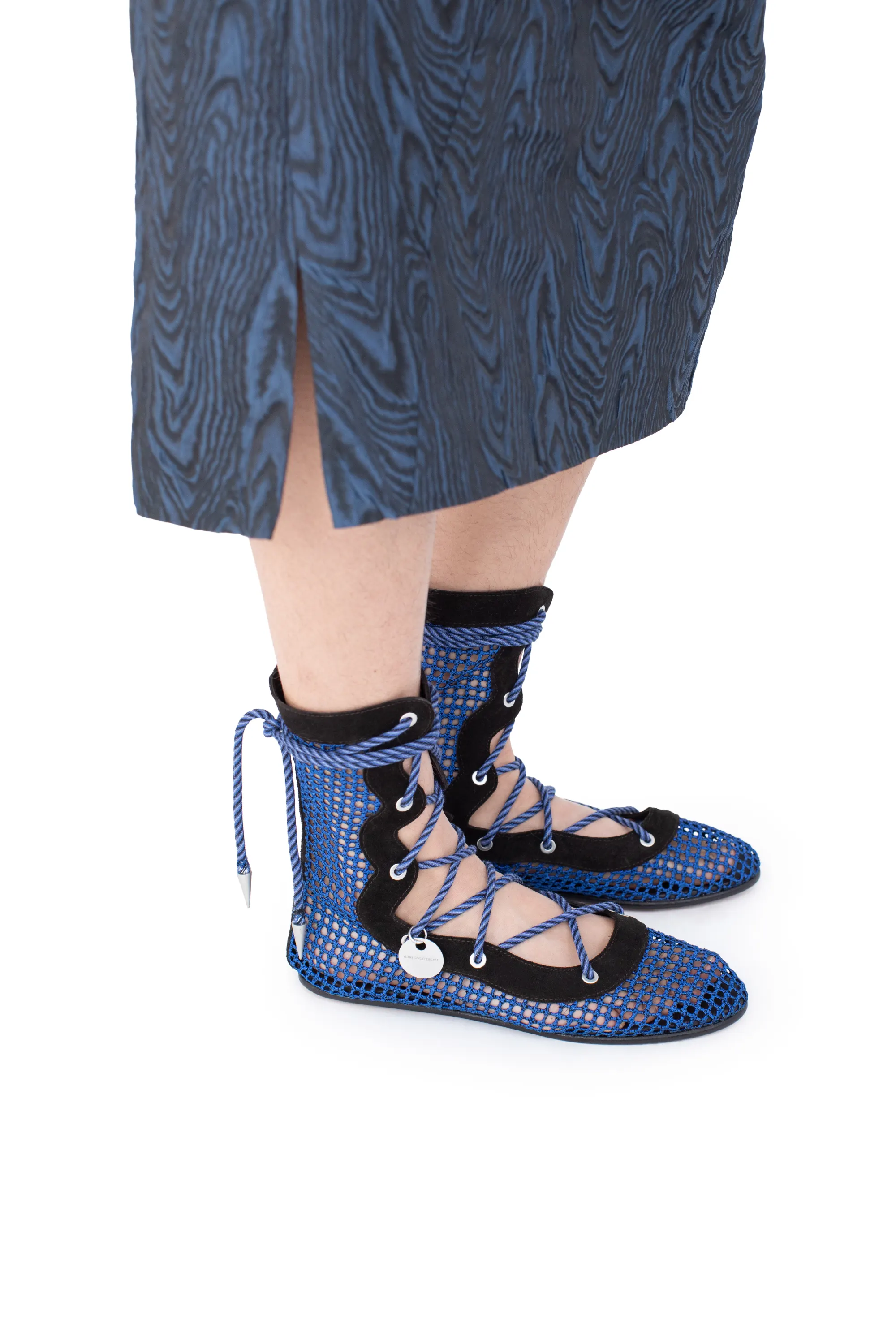 KIKO KOSTADINOV RETICELLA LACE UP BOOT - SAPPHIRE