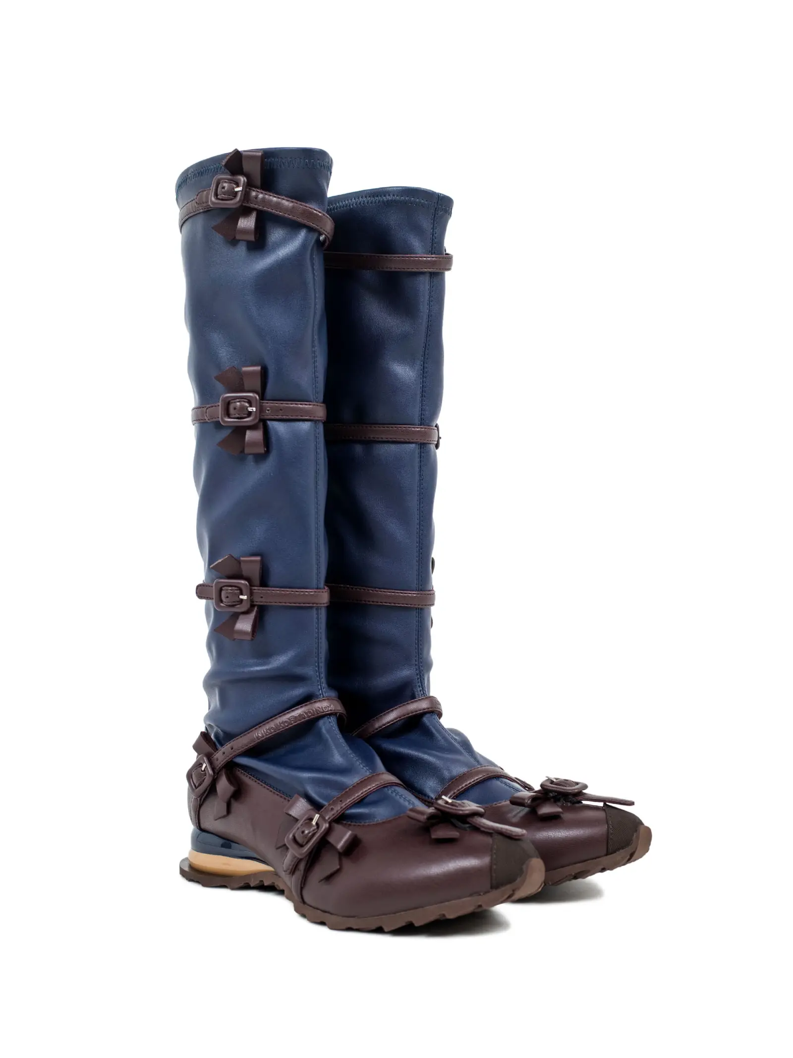 Navy knee on sale high boots leather