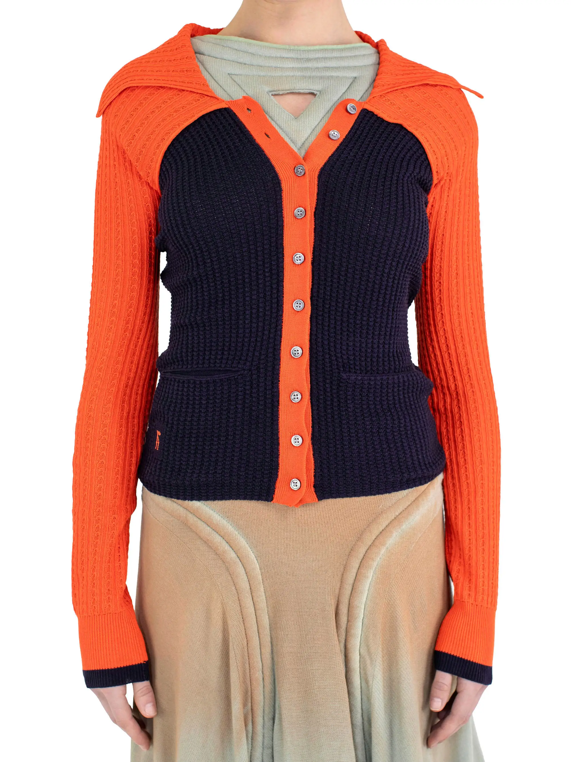 KIKO KOSTADINOV ROVER KNIT CARDIGAN - ECLIPSE BLUE/VERMILLION RED