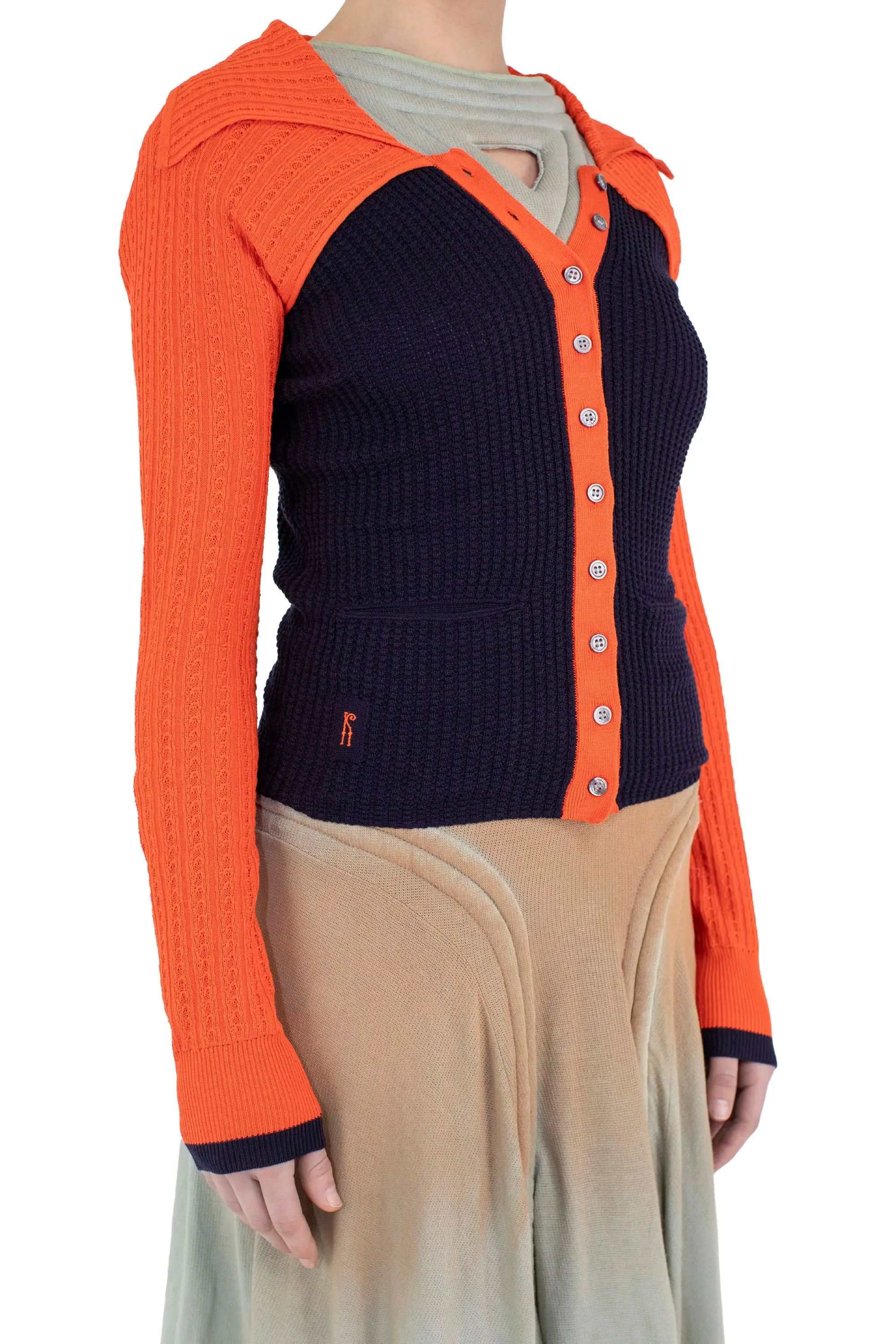 KIKO KOSTADINOV ROVER KNIT CARDIGAN - ECLIPSE BLUE/VERMILLION RED