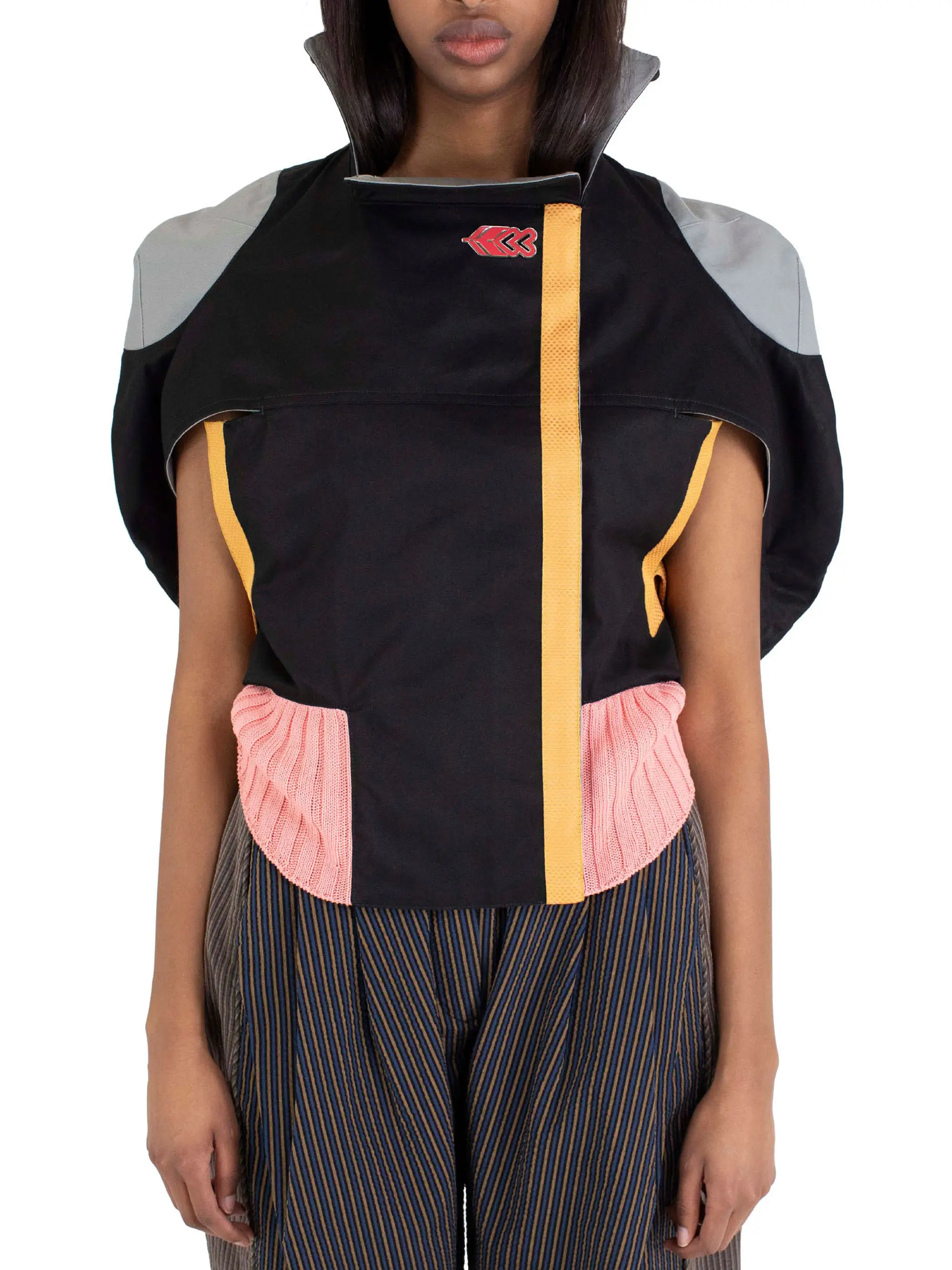 KIKO KOSTADINOV SAKER CROPPED JACKET - MINERAL BLACK/FRENCH GREY/PINK