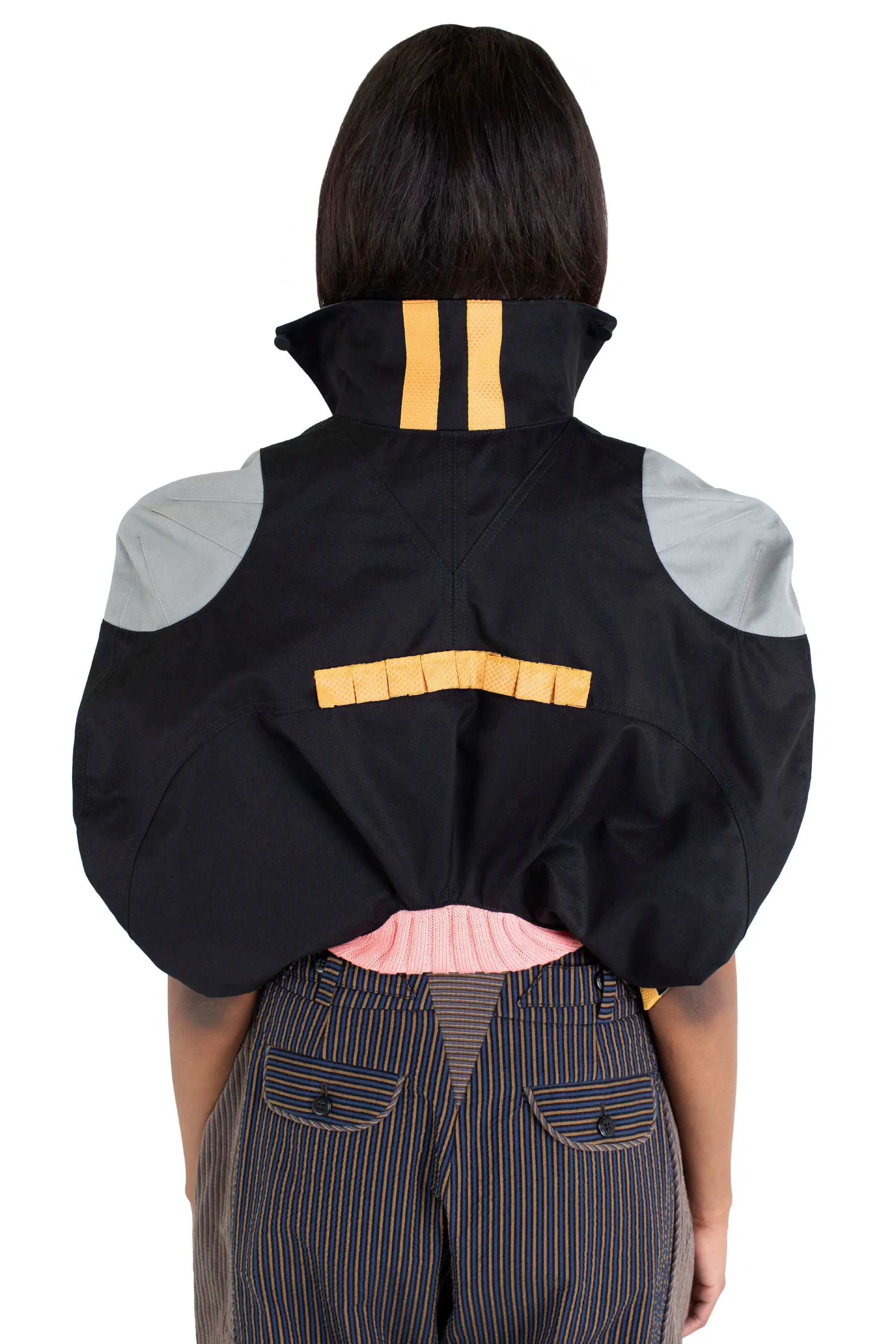 KIKO KOSTADINOV SAKER CROPPED JACKET - MINERAL BLACK/FRENCH GREY/PINK