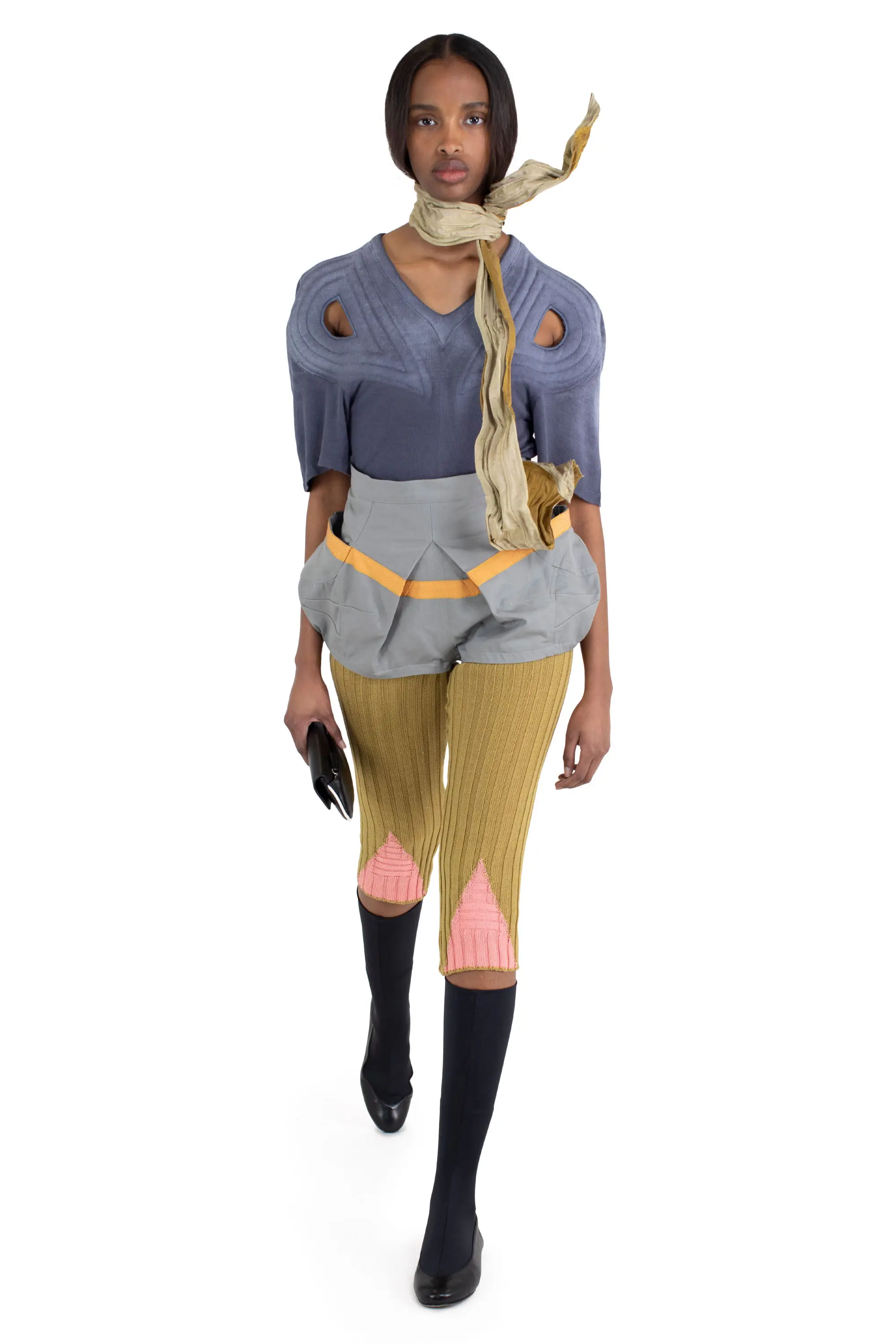 KIKO KOSTADINOV SAKER HYBRID SHORTS - FRENCH GREY/MUSTARD & PINK