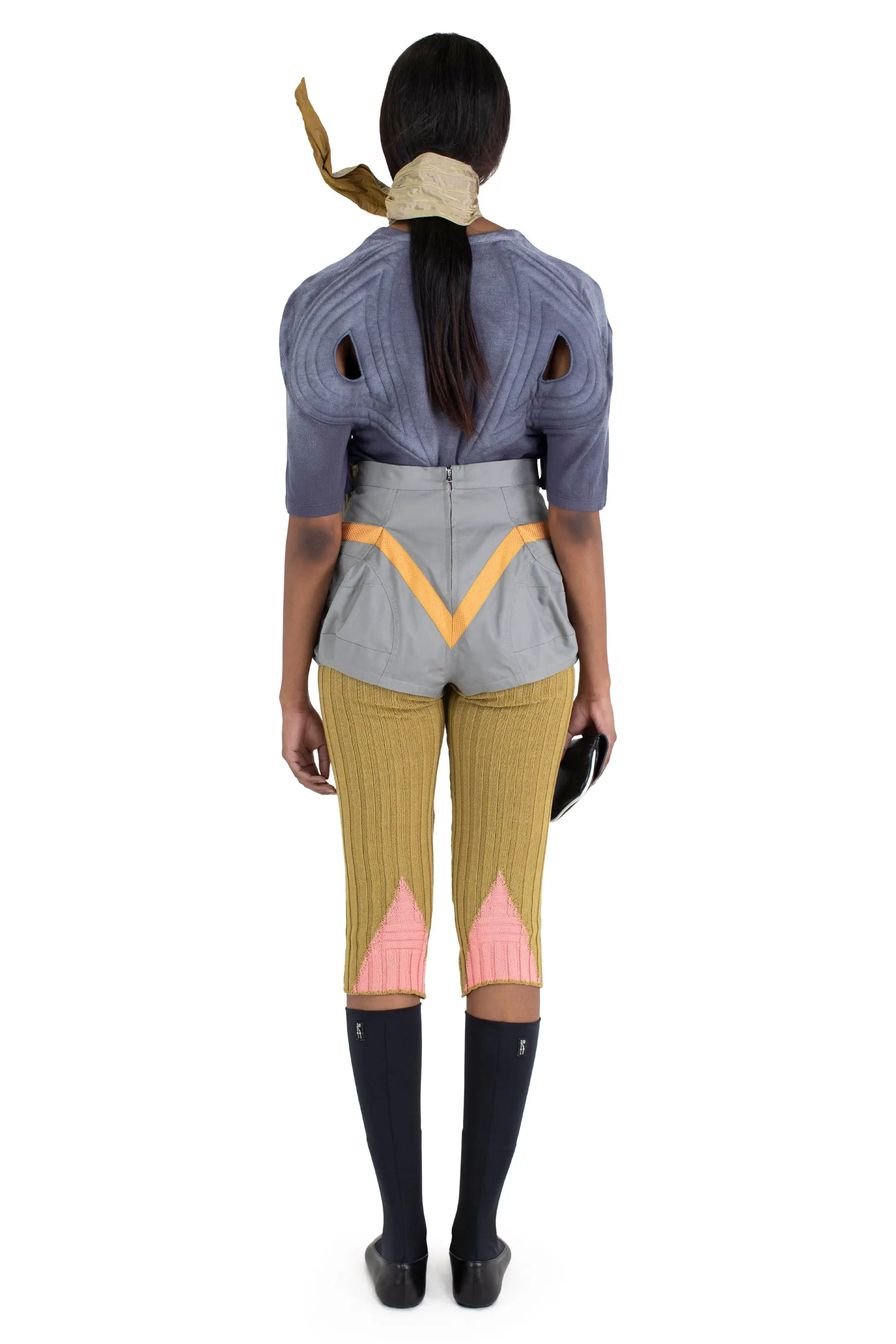 KIKO KOSTADINOV SAKER HYBRID SHORTS - FRENCH GREY/MUSTARD & PINK