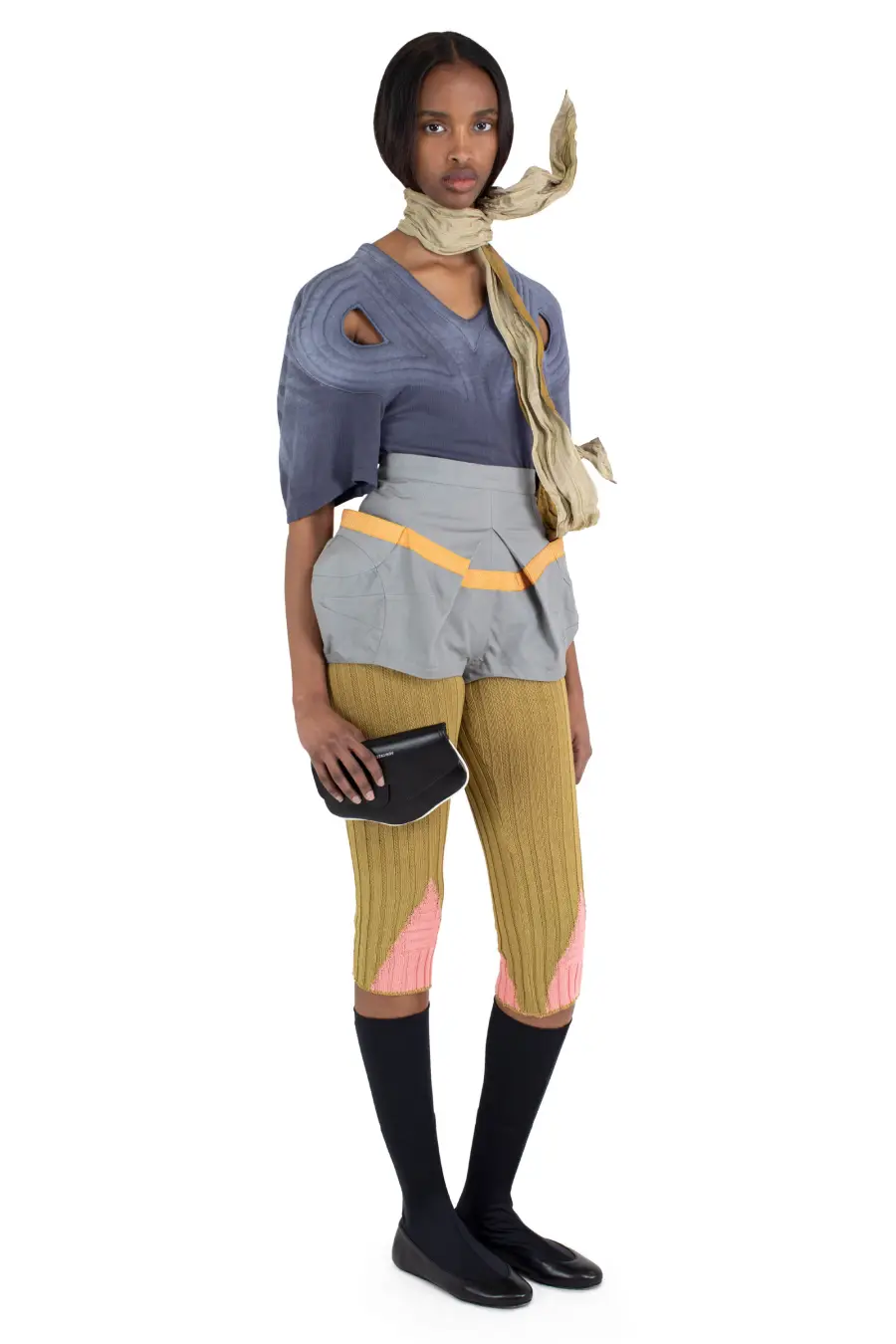 KIKO KOSTADINOV SAKER HYBRID SHORTS - FRENCH GREY/MUSTARD & PINK