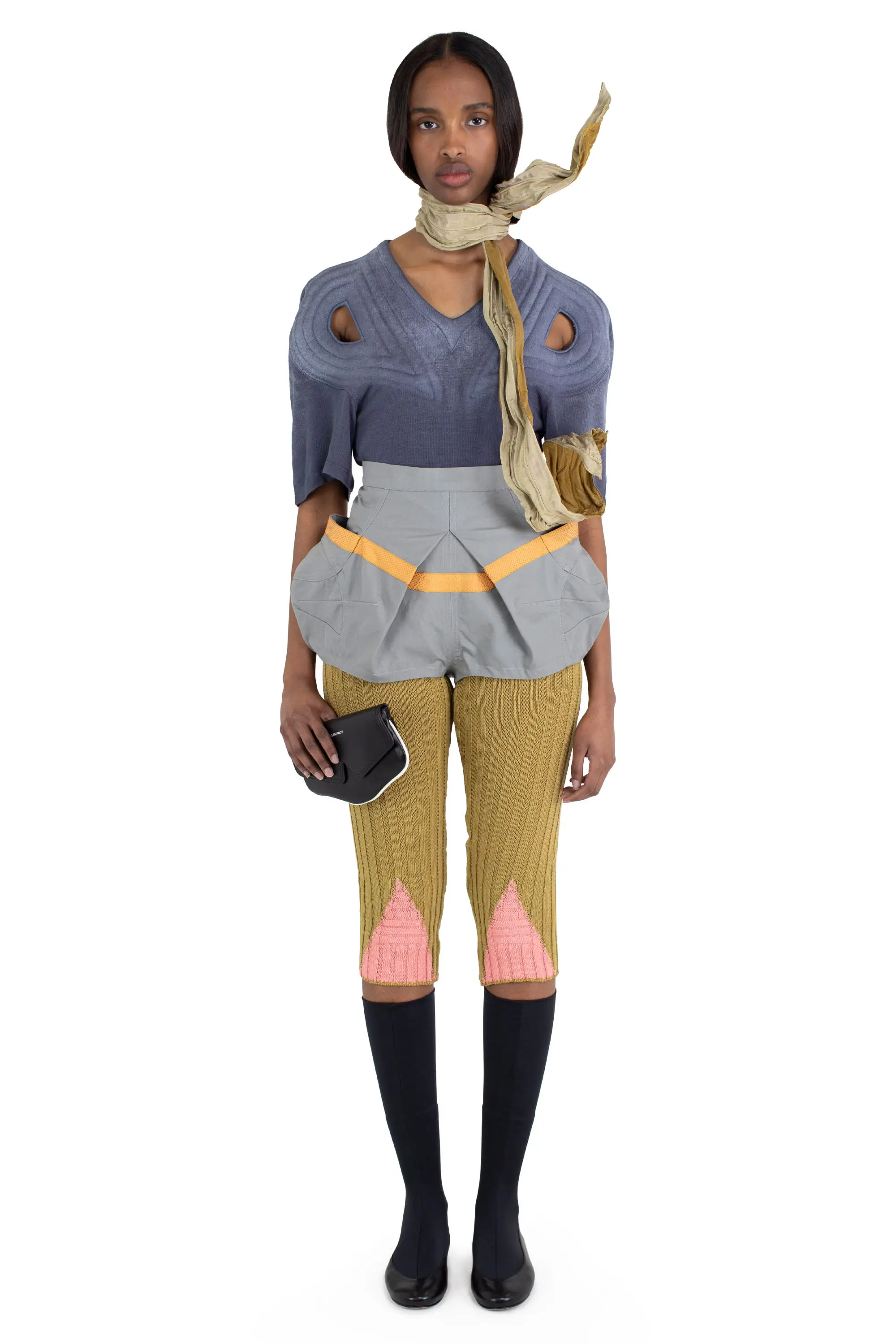 KIKO KOSTADINOV SAKER HYBRID SHORTS - FRENCH GREY/MUSTARD & PINK