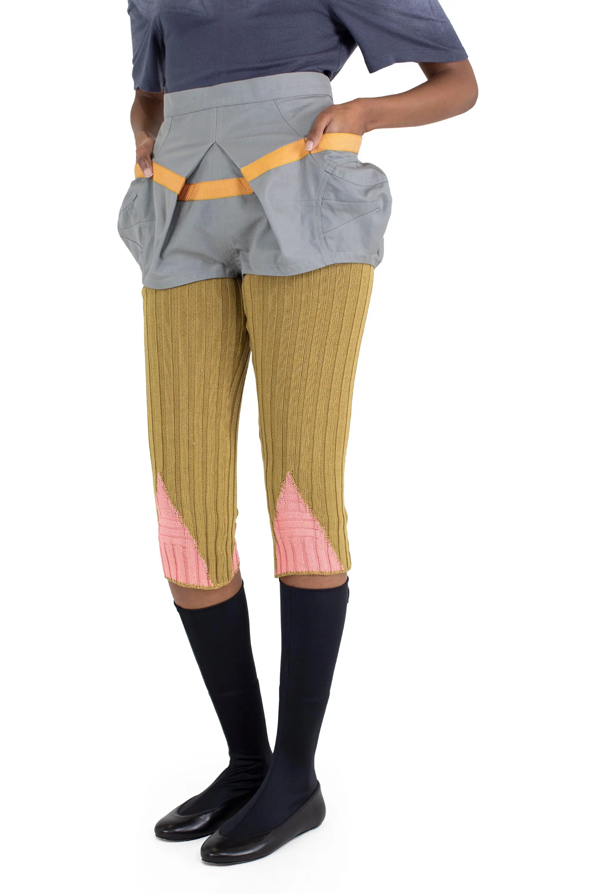 KIKO KOSTADINOV SAKER HYBRID SHORTS - FRENCH GREY/MUSTARD & PINK