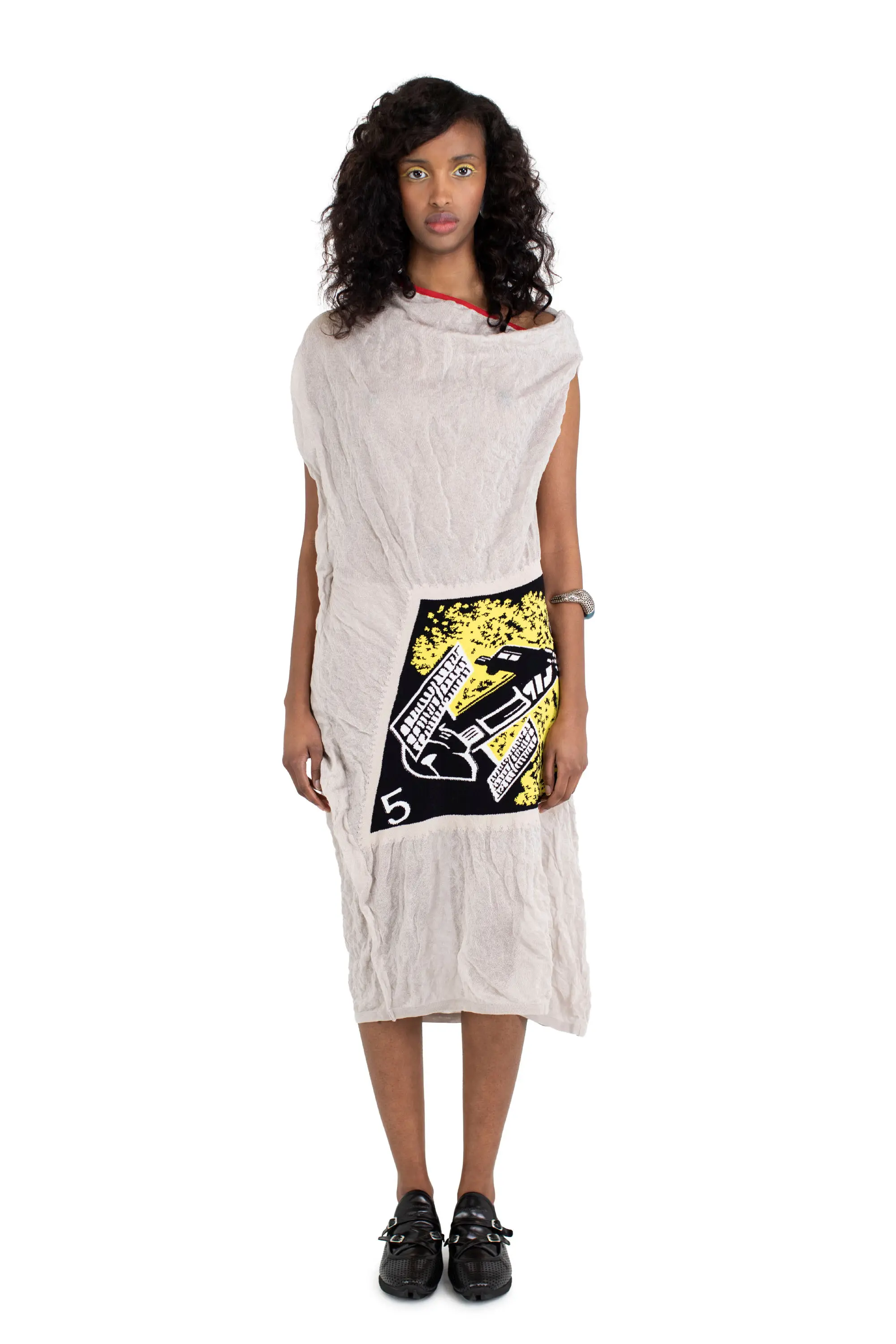 KIKO KOSTADINOV SATELLITE KNIT DRESS - GREY/SOLAR POWER INTARSIA
