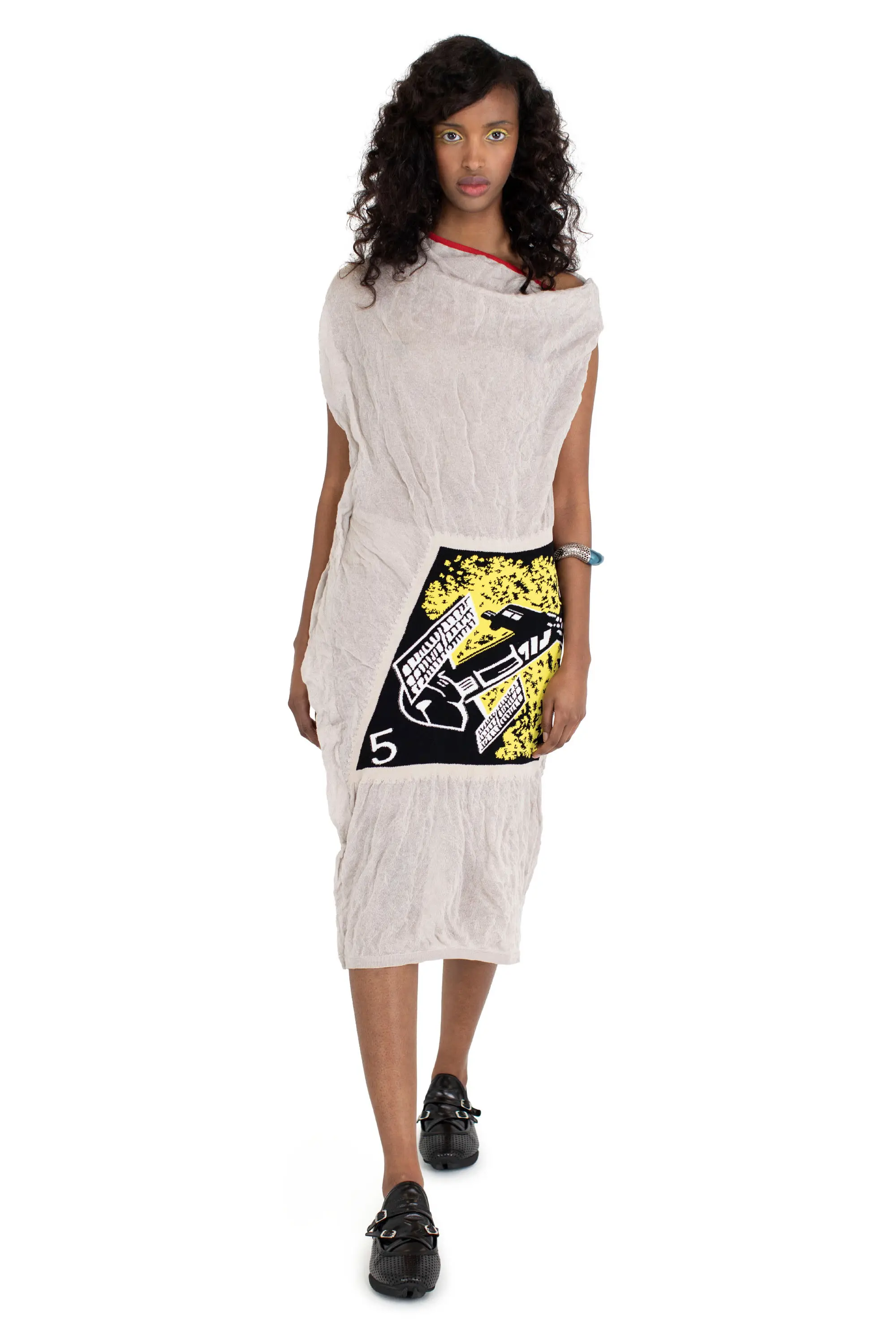 KIKO KOSTADINOV SATELLITE KNIT DRESS - GREY/SOLAR POWER INTARSIA